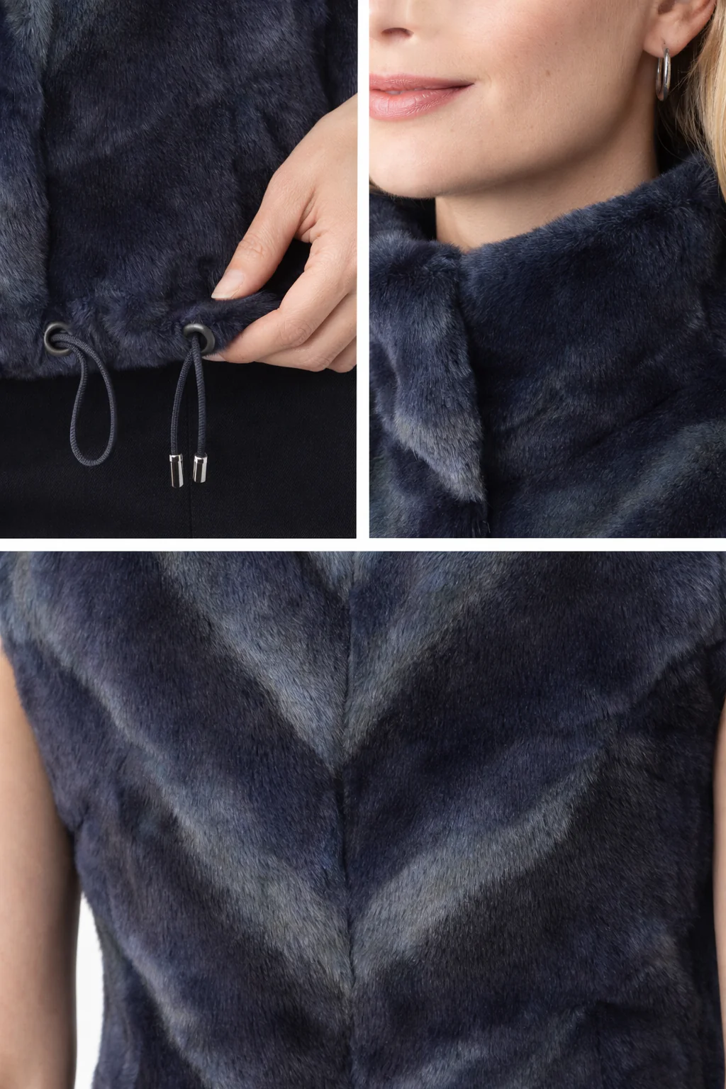23" Blue-Dyed Sheared Coyote Patchwork Vest – Special Offer | Maximilian - Image 3