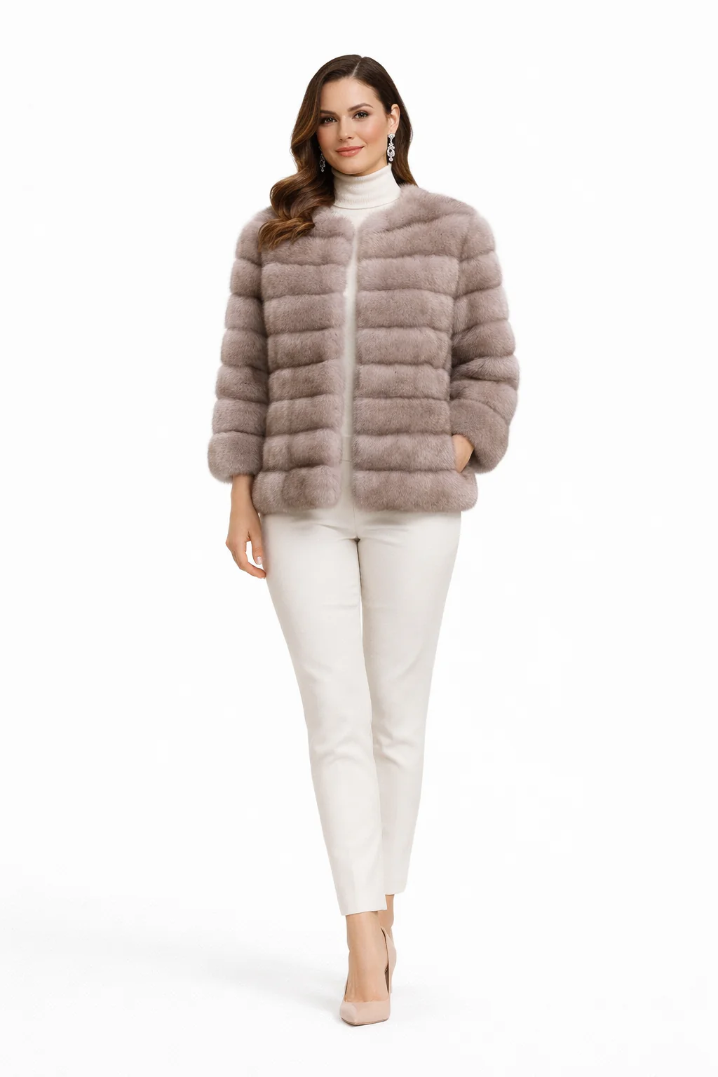 23" Collarless Russian Sable Jacket in Custom Lavender with Horizontal Body - One of a Kind - Image 5
