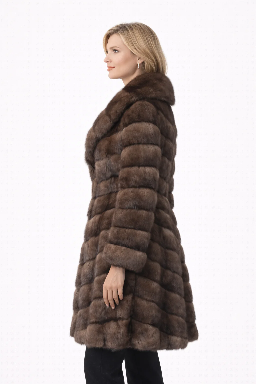 39" Tip-Dyed Sable Coat with Shawl Collar – Chevron Body | Maximilian - Image 3
