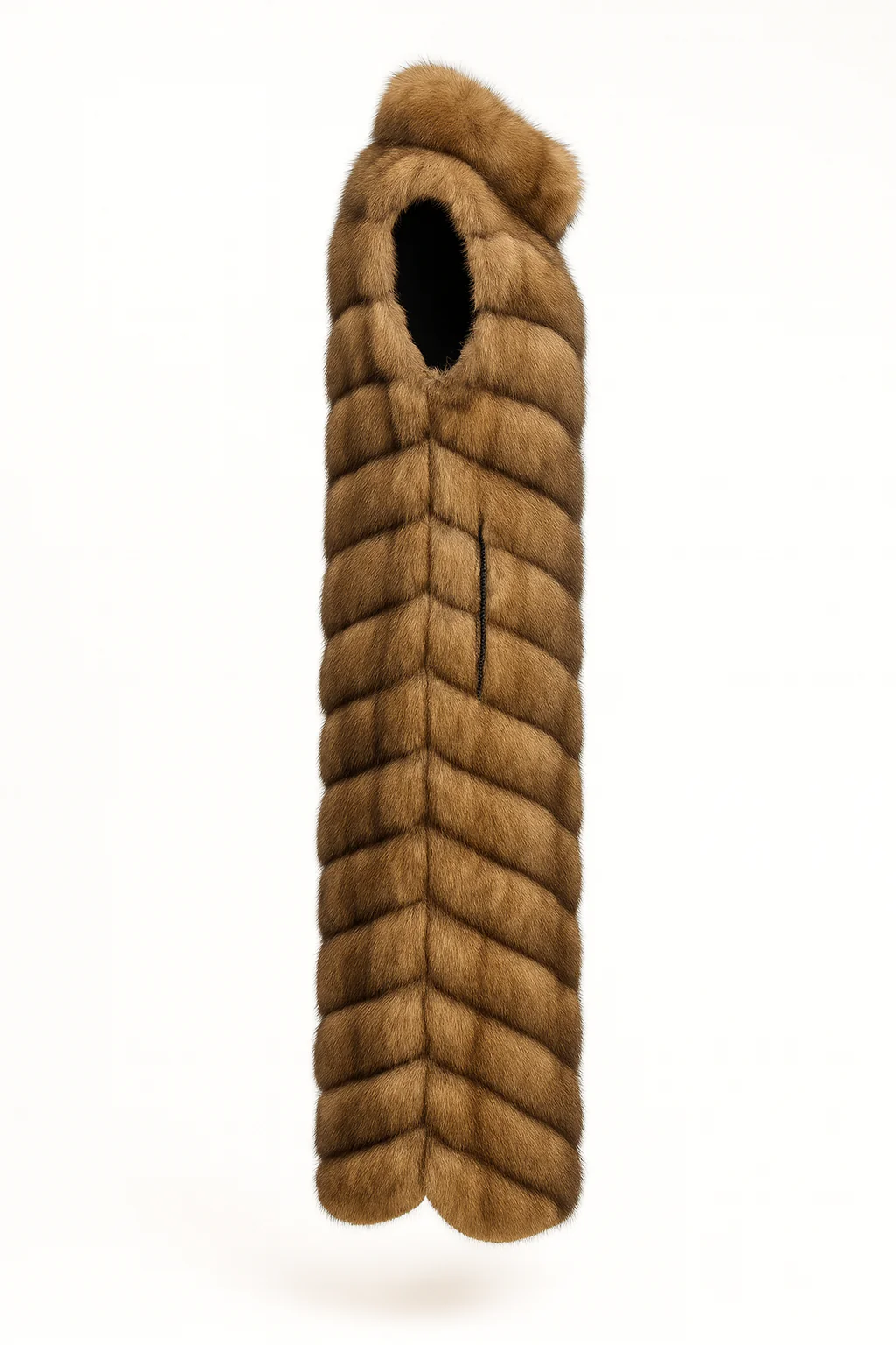 CHEVERON RUSSIAN SABLE VEST WITH ZIPPER - Image 4