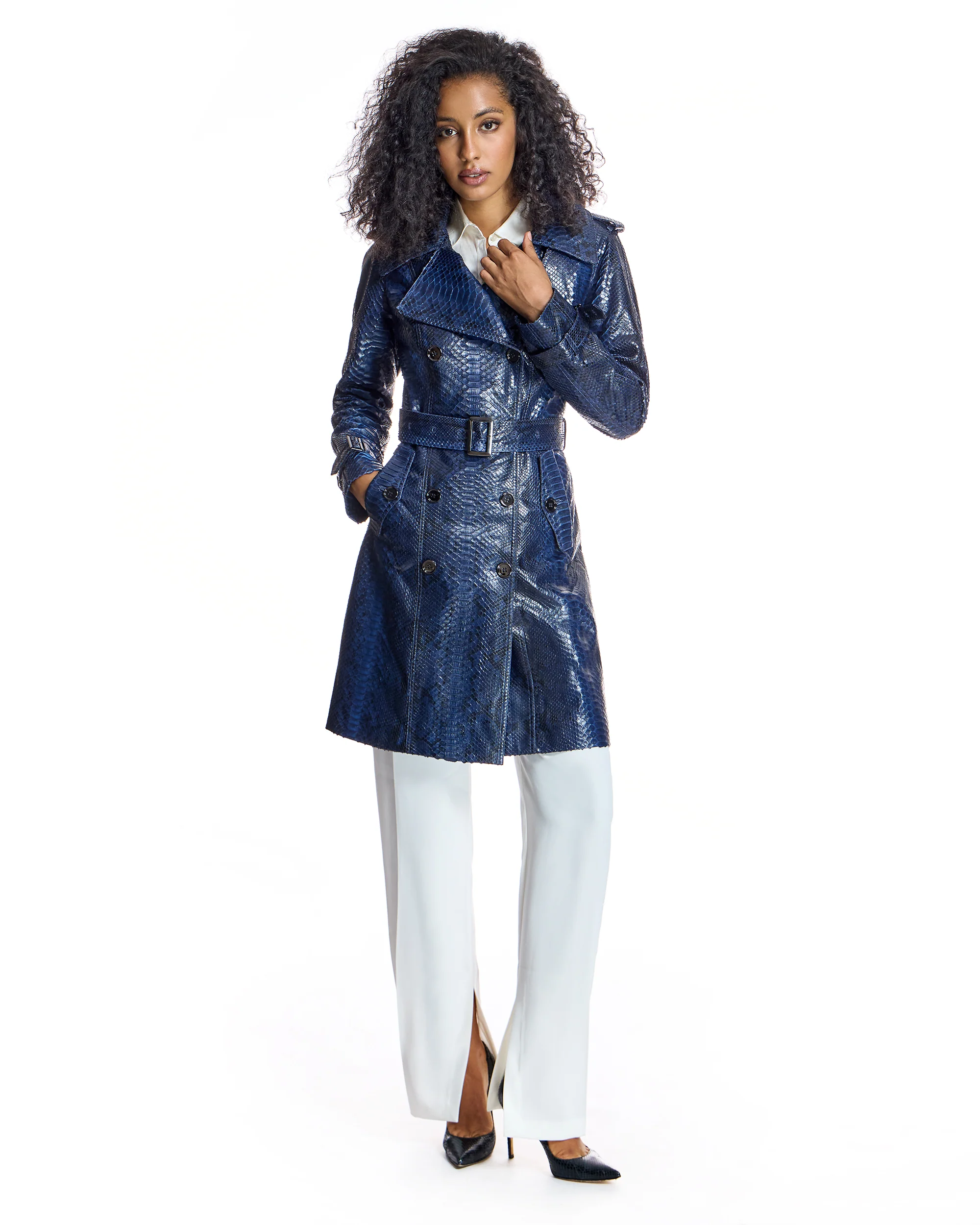 Belted Python Trench Coat-Maximilian - Image 10