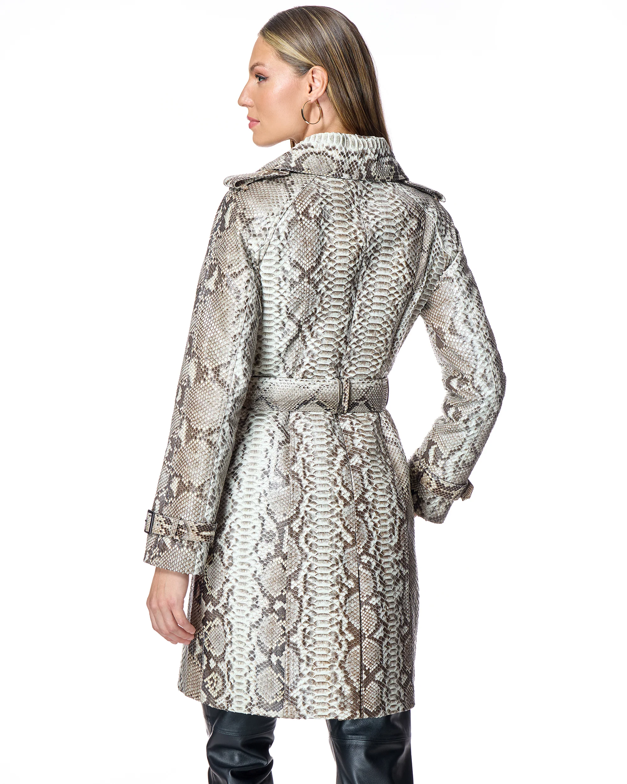 Belted Python Trench Coat-Maximilian - Image 3