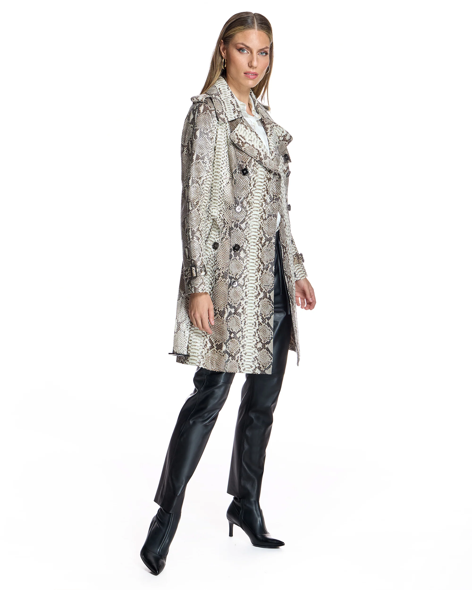 Belted Python Trench Coat-Maximilian - Image 4