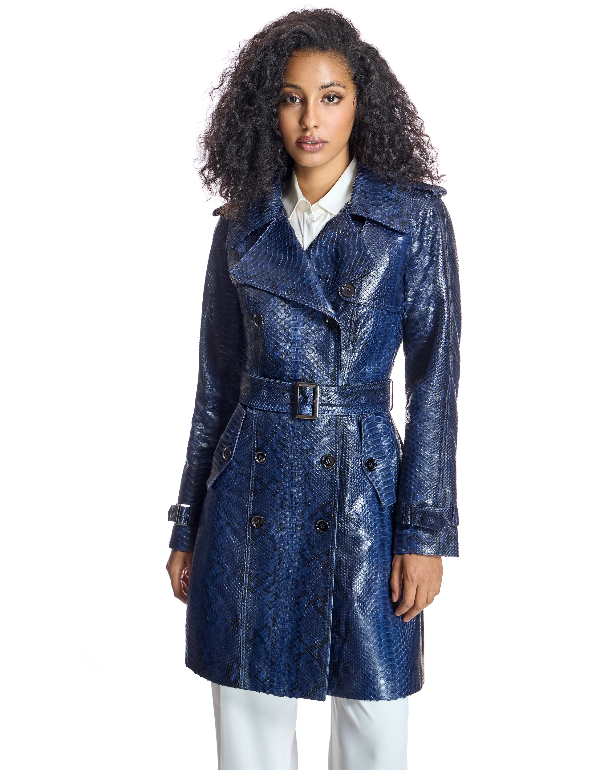 Belted Python Trench Coat-Maximilian - Image 7
