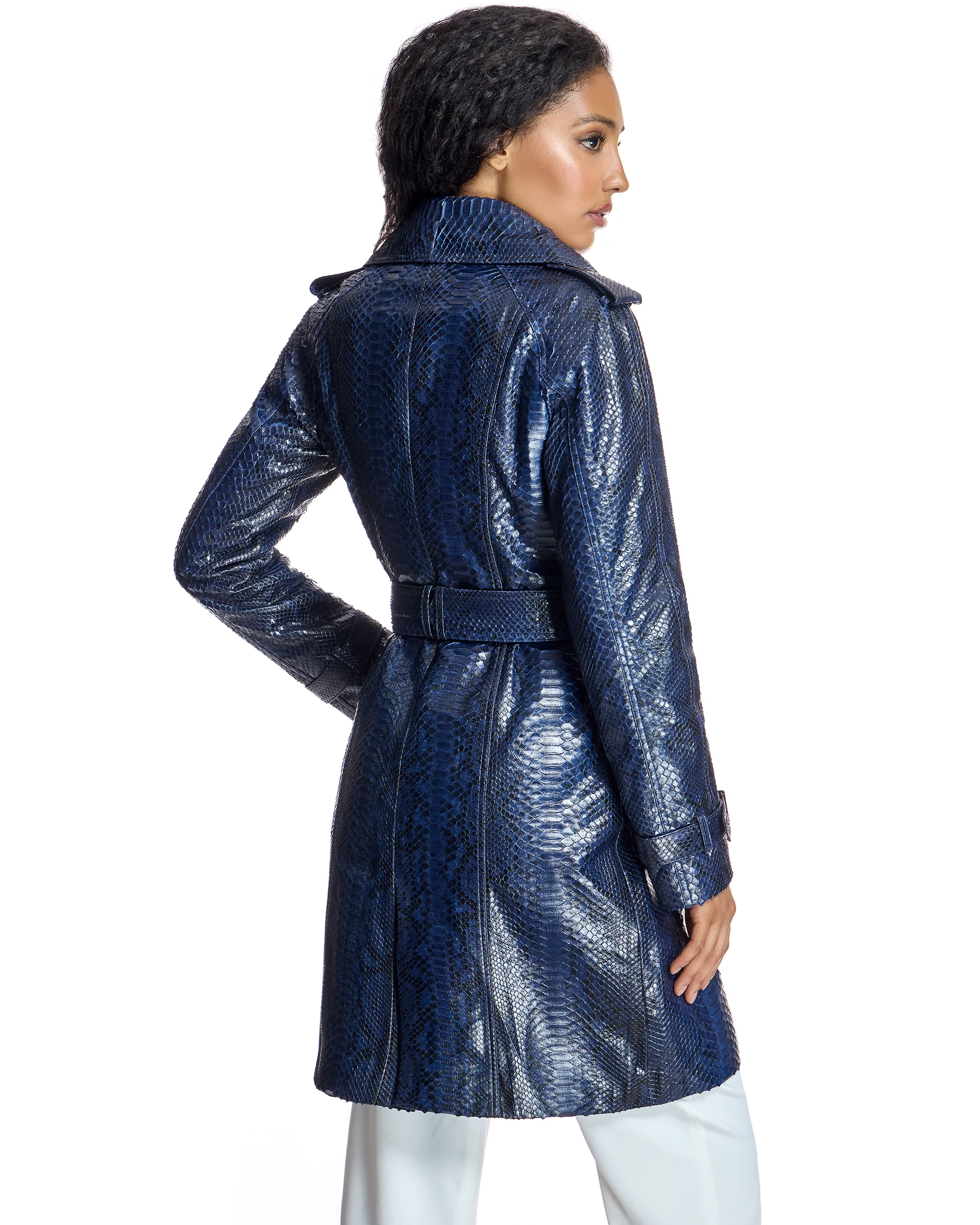 Belted Python Trench Coat-Maximilian - Image 9