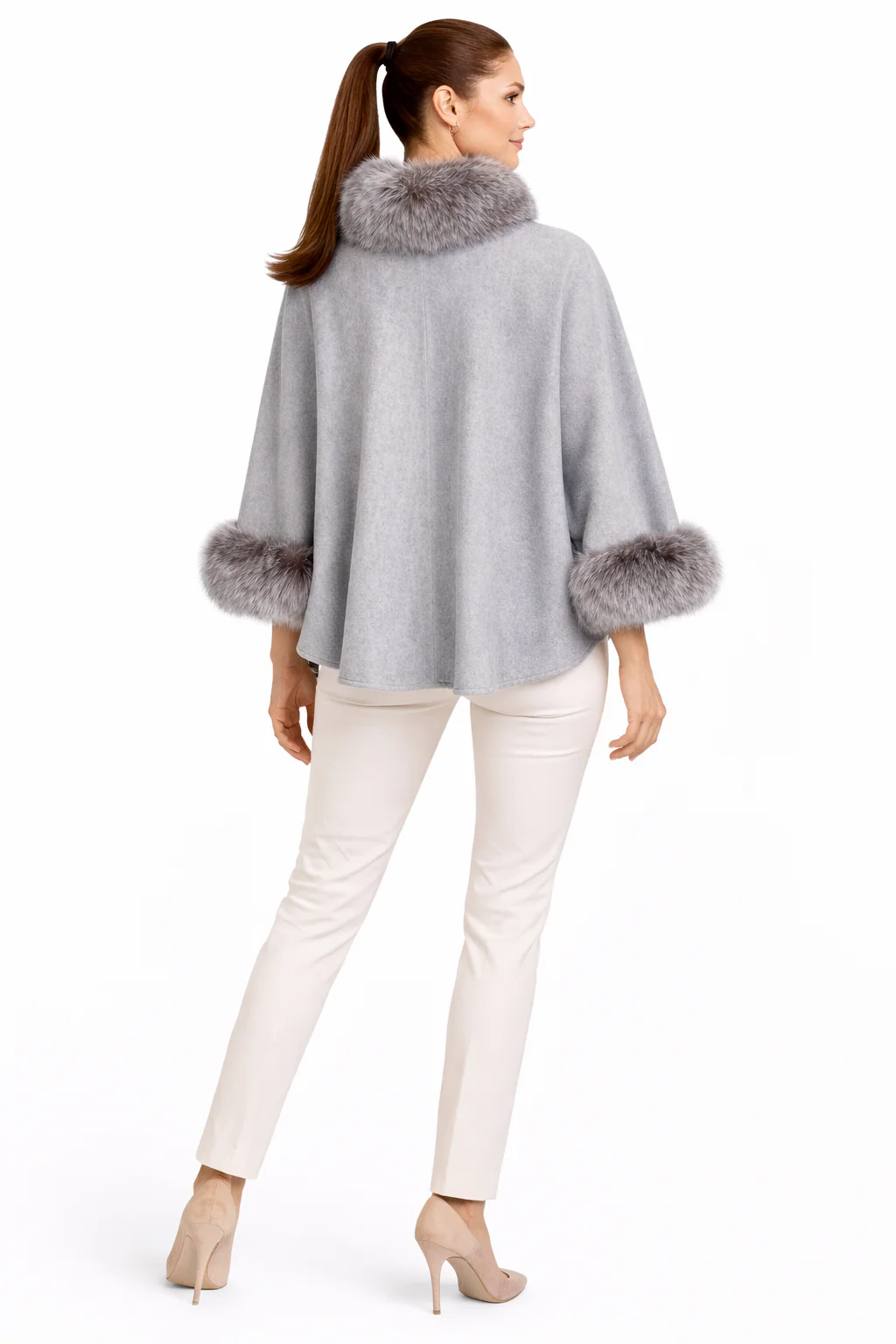 Cashmere Capelet with Fox Fur Collar and Cuffs - Image 4
