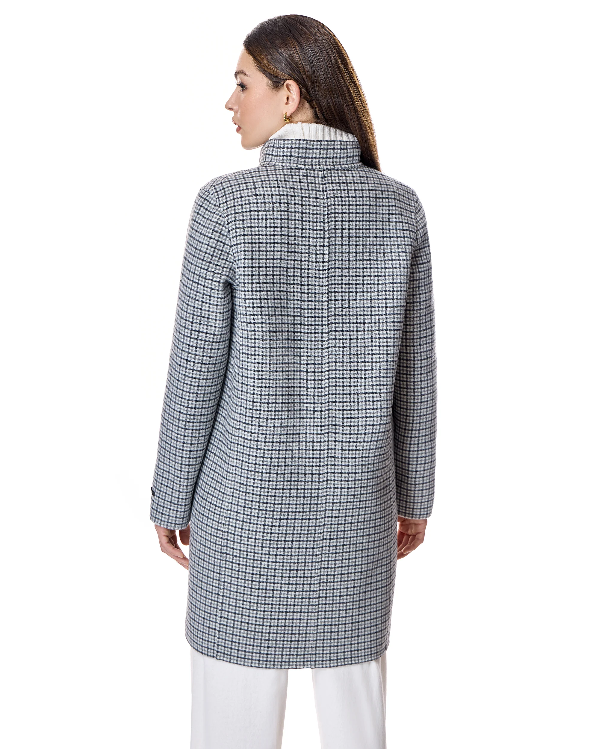 Microcheck Cashmere Coat - Image 4