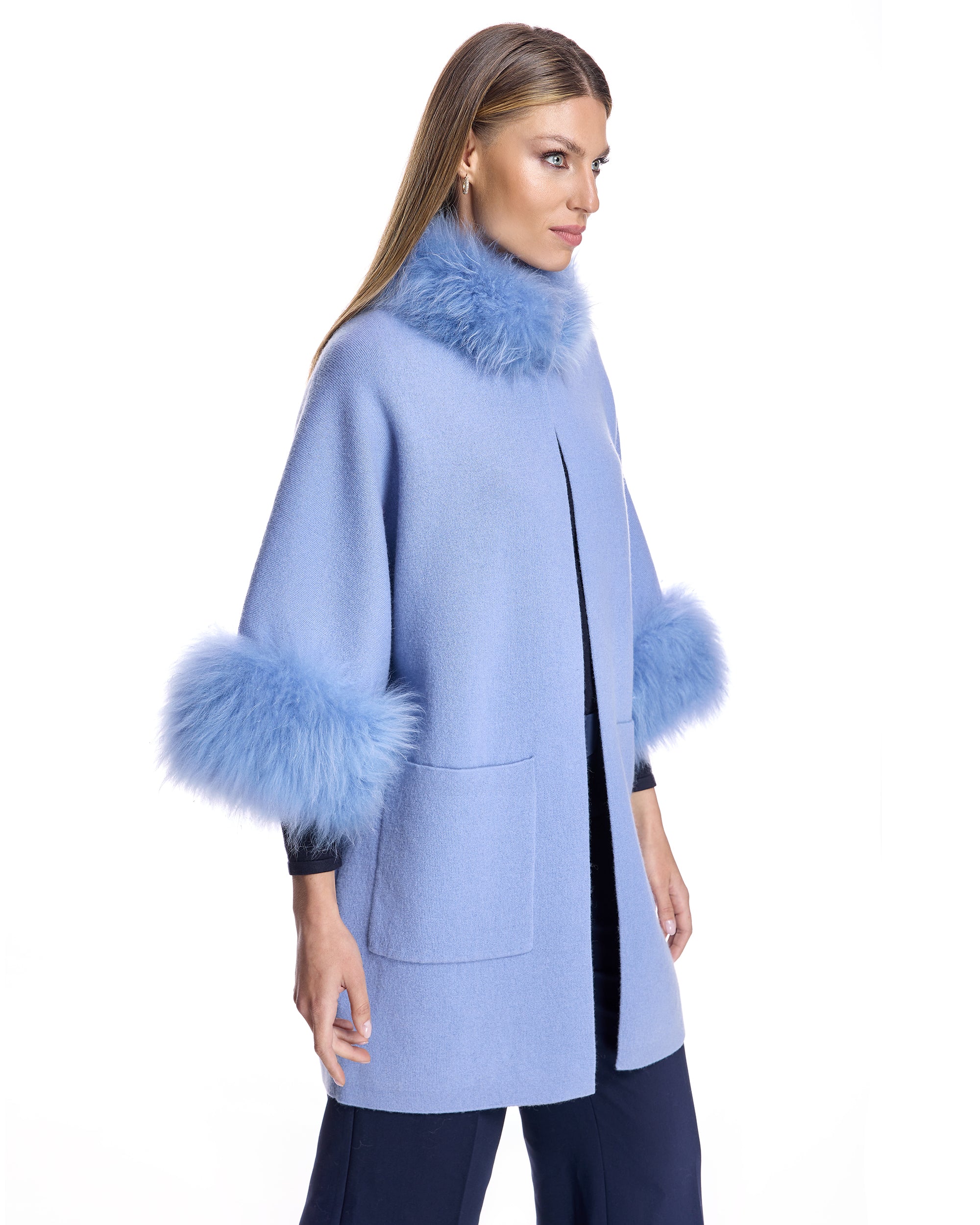 Cashmere Kimono with Cashmere Goat Trim-Maximilian - Image 13