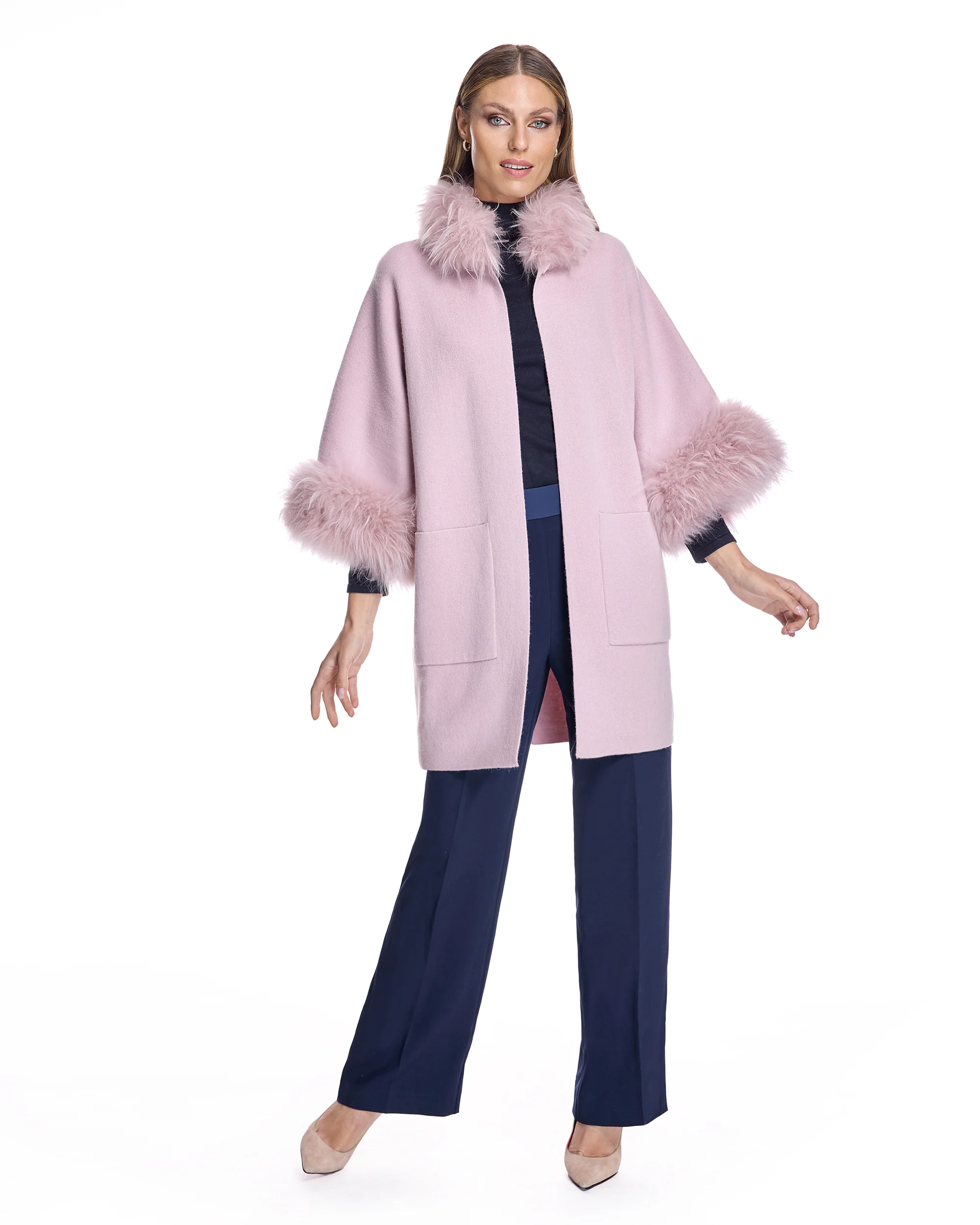 Cashmere Kimono with Cashmere Goat Trim-Maximilian - Image 15