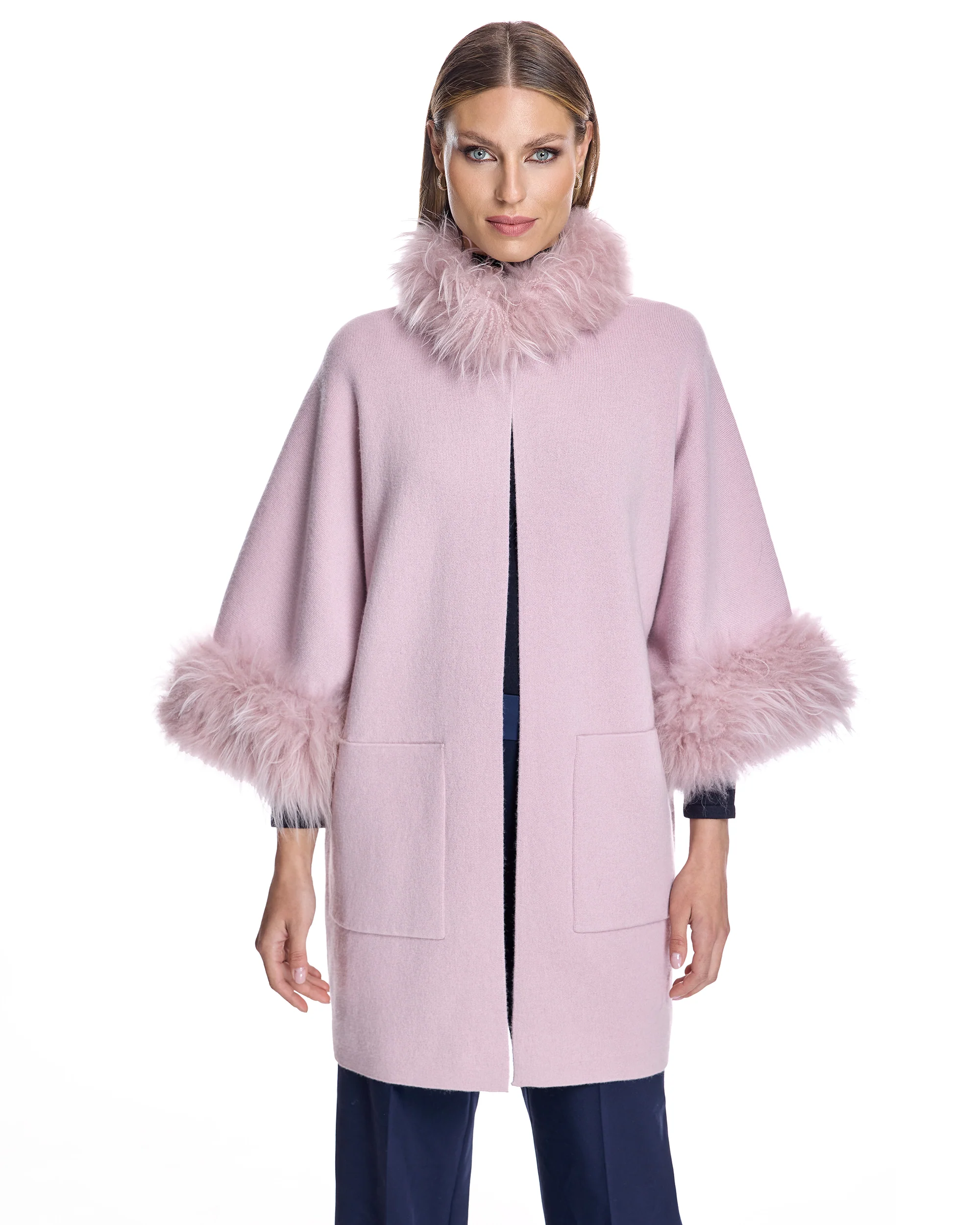 Cashmere Kimono with Cashmere Goat Trim-Maximilian - Image 22