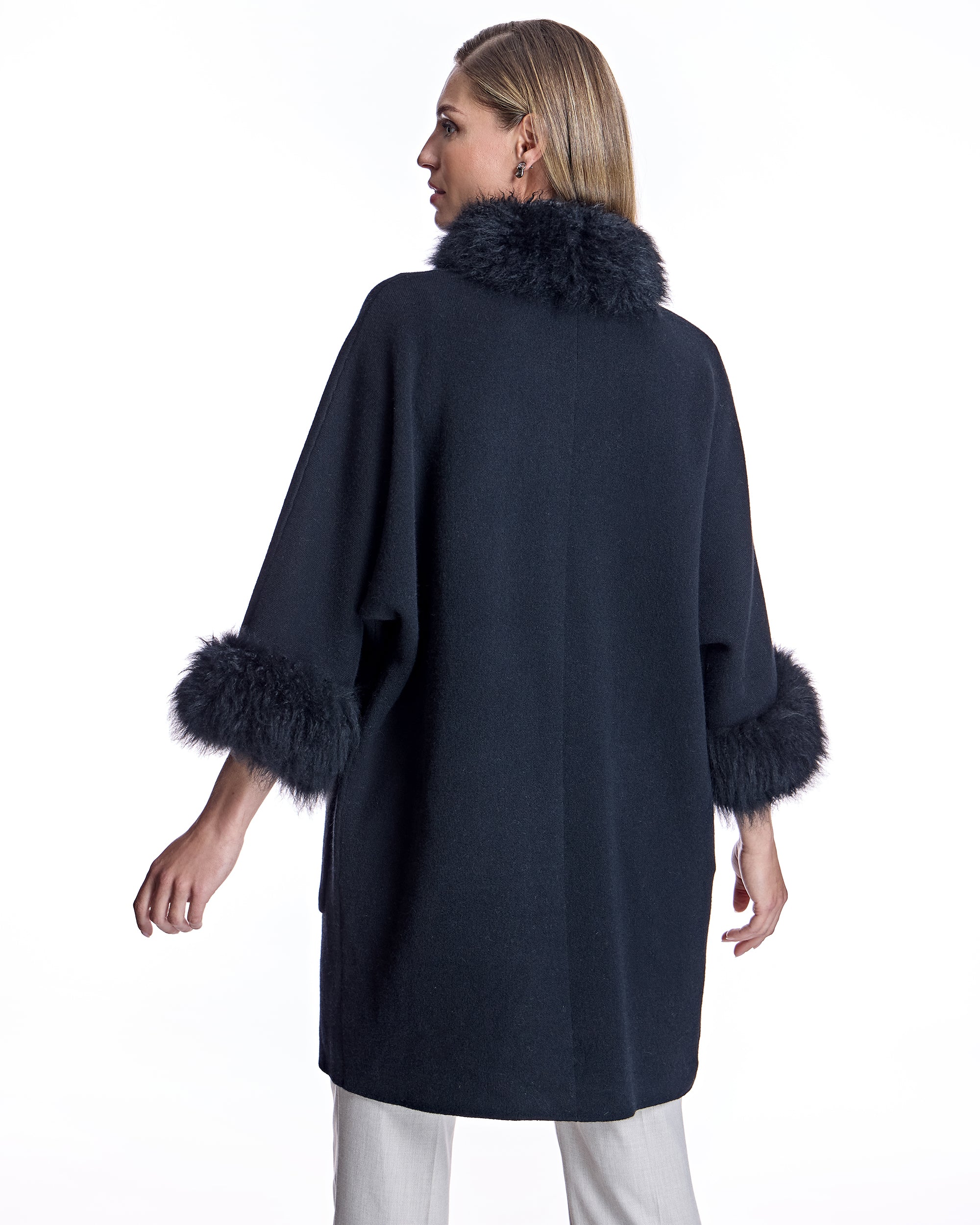 Cashmere Kimono with Cashmere Goat Trim-Maximilian - Image 23