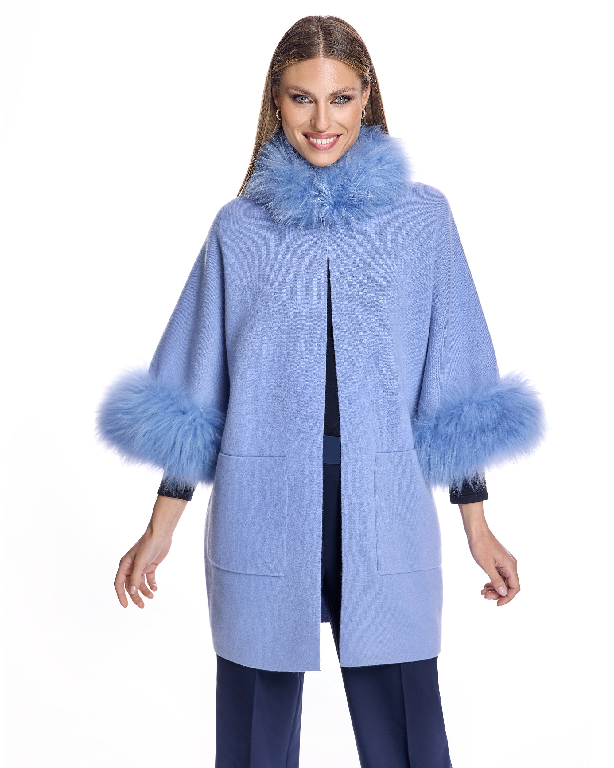 Cashmere Kimono with Cashmere Goat Trim-Maximilian - Image 3