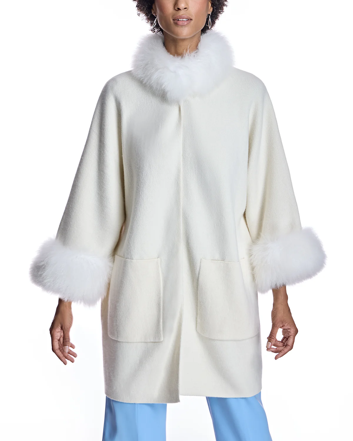 Cashmere Kimono with Cashmere Goat Trim-Maximilian - Image 4