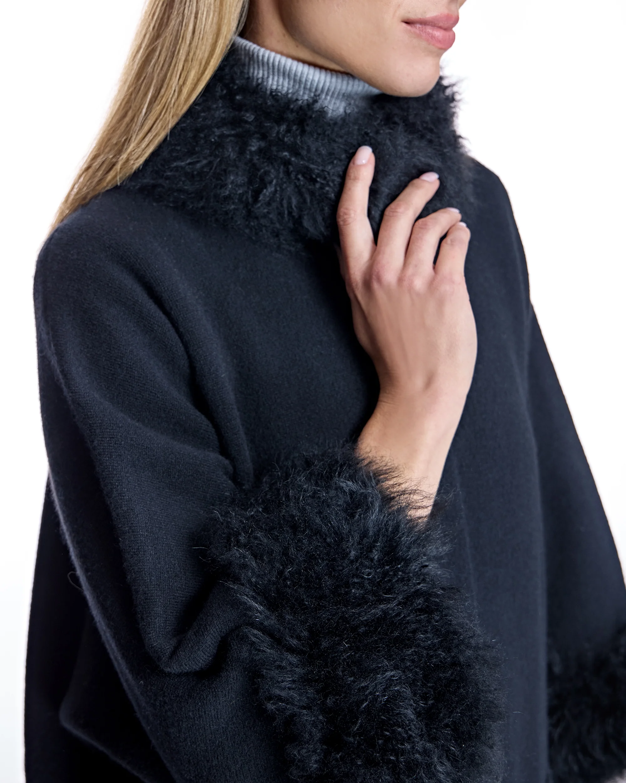 Cashmere Kimono with Cashmere Goat Trim-Maximilian - Image 5