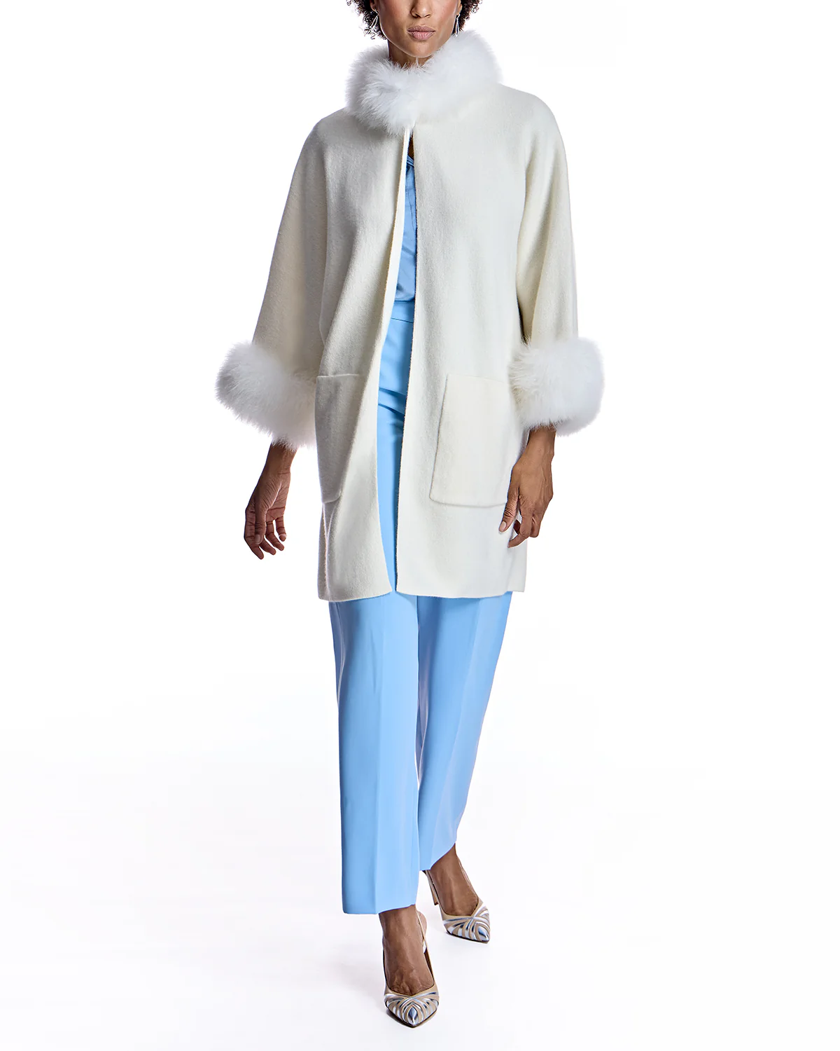 Cashmere Kimono with Cashmere Goat Trim-Maximilian - Image 8