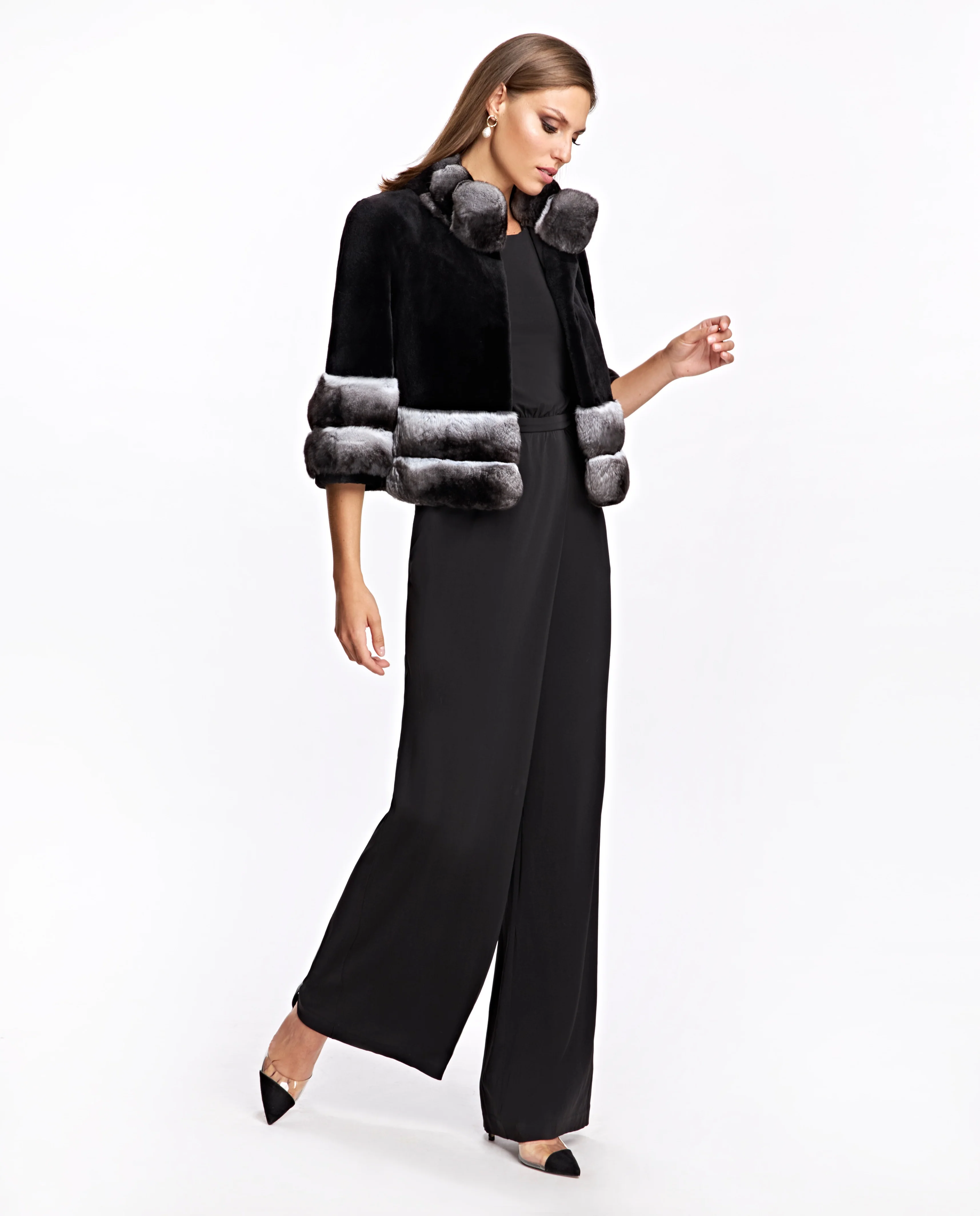 Sheared Mink Jacket With Chinchilla Trim - Image 3