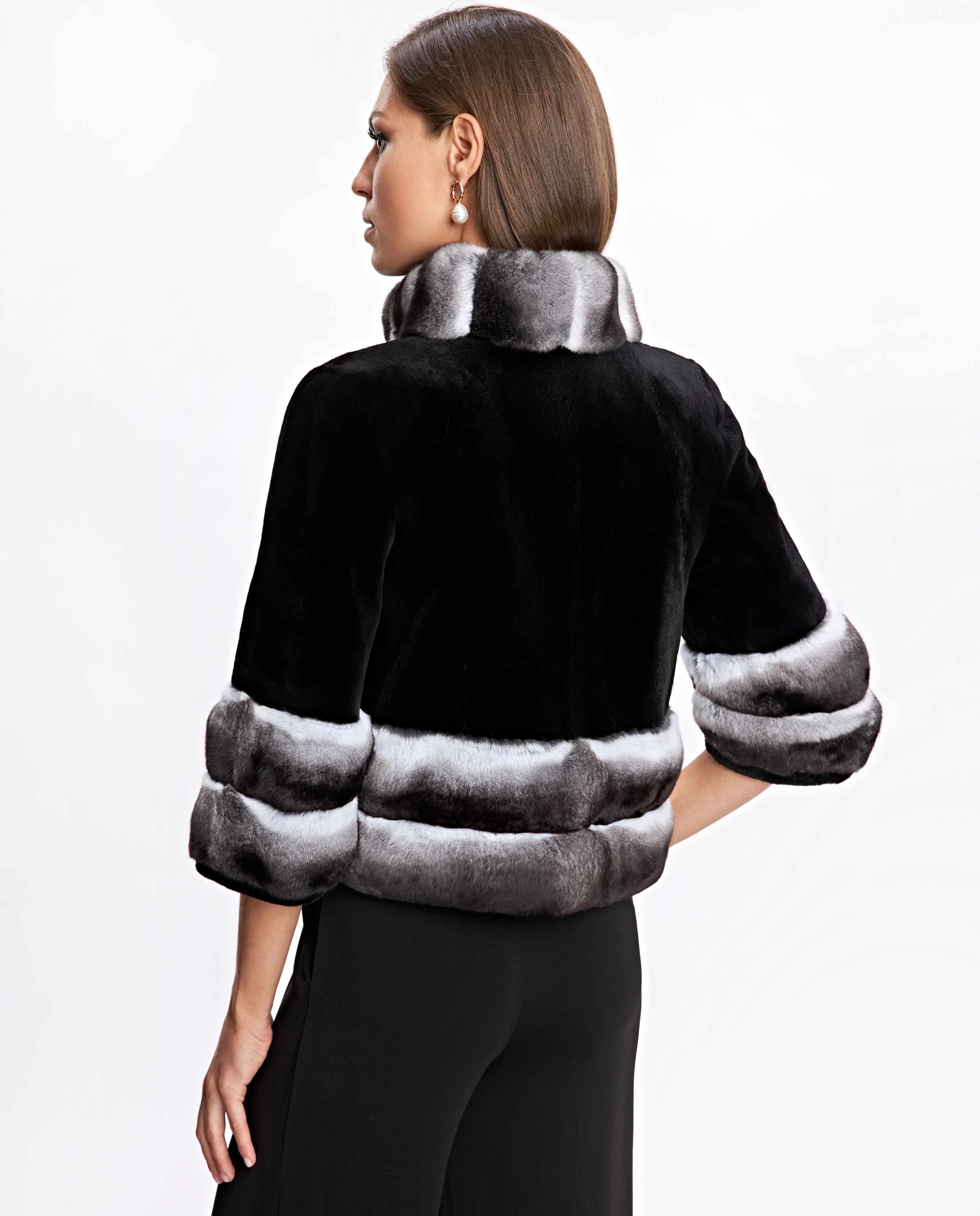 Sheared Mink Jacket With Chinchilla Trim - Image 4