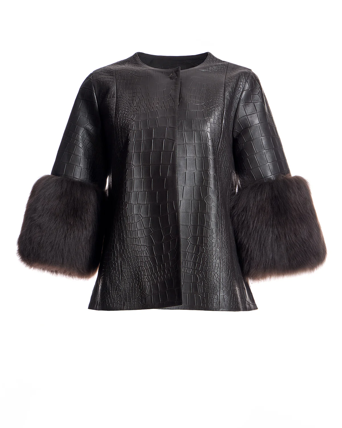 Croc Stamped Leather Jacket -Maximilian - Image 12