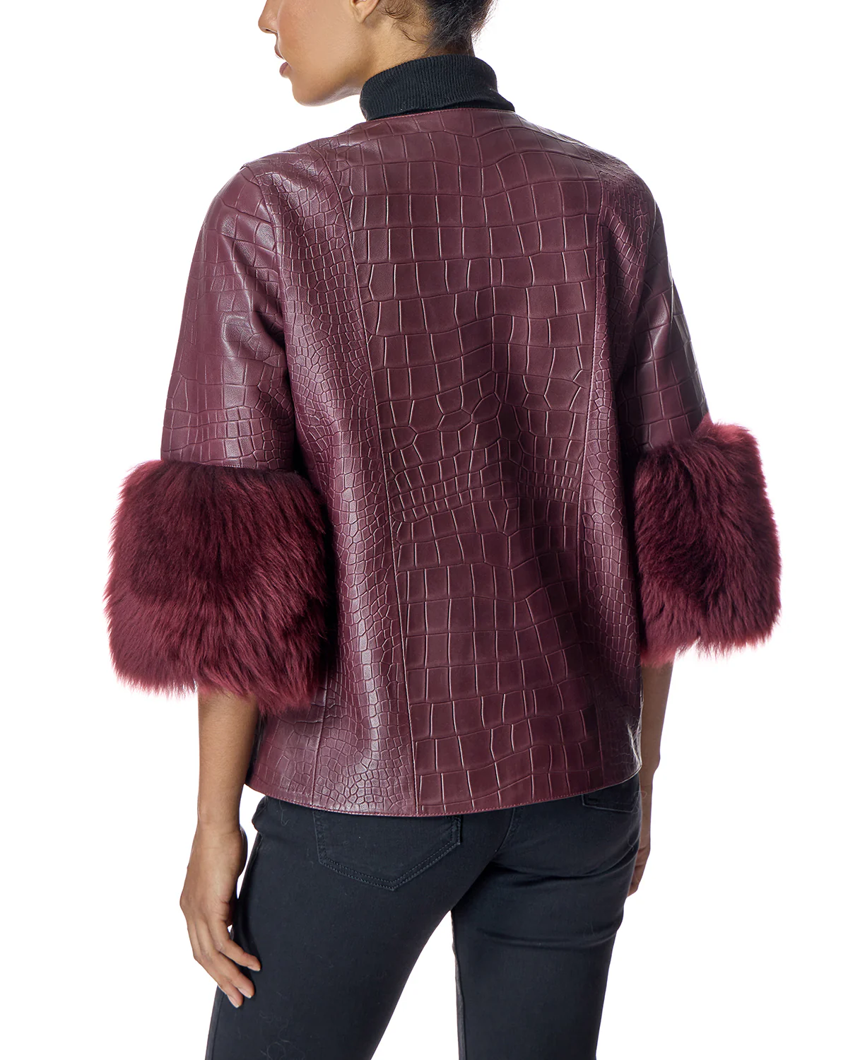 Croc Stamped Leather Jacket -Maximilian - Image 3