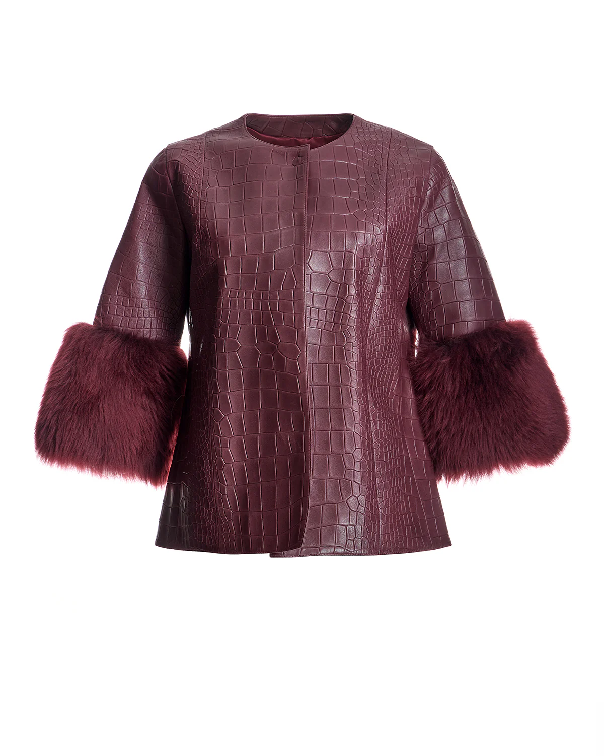 Croc Stamped Leather Jacket -Maximilian - Image 5