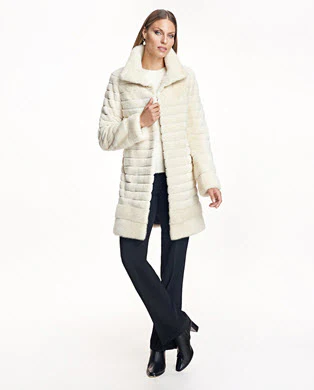 Grooved Sheared Mink Coat With Mink Trim - Image 4