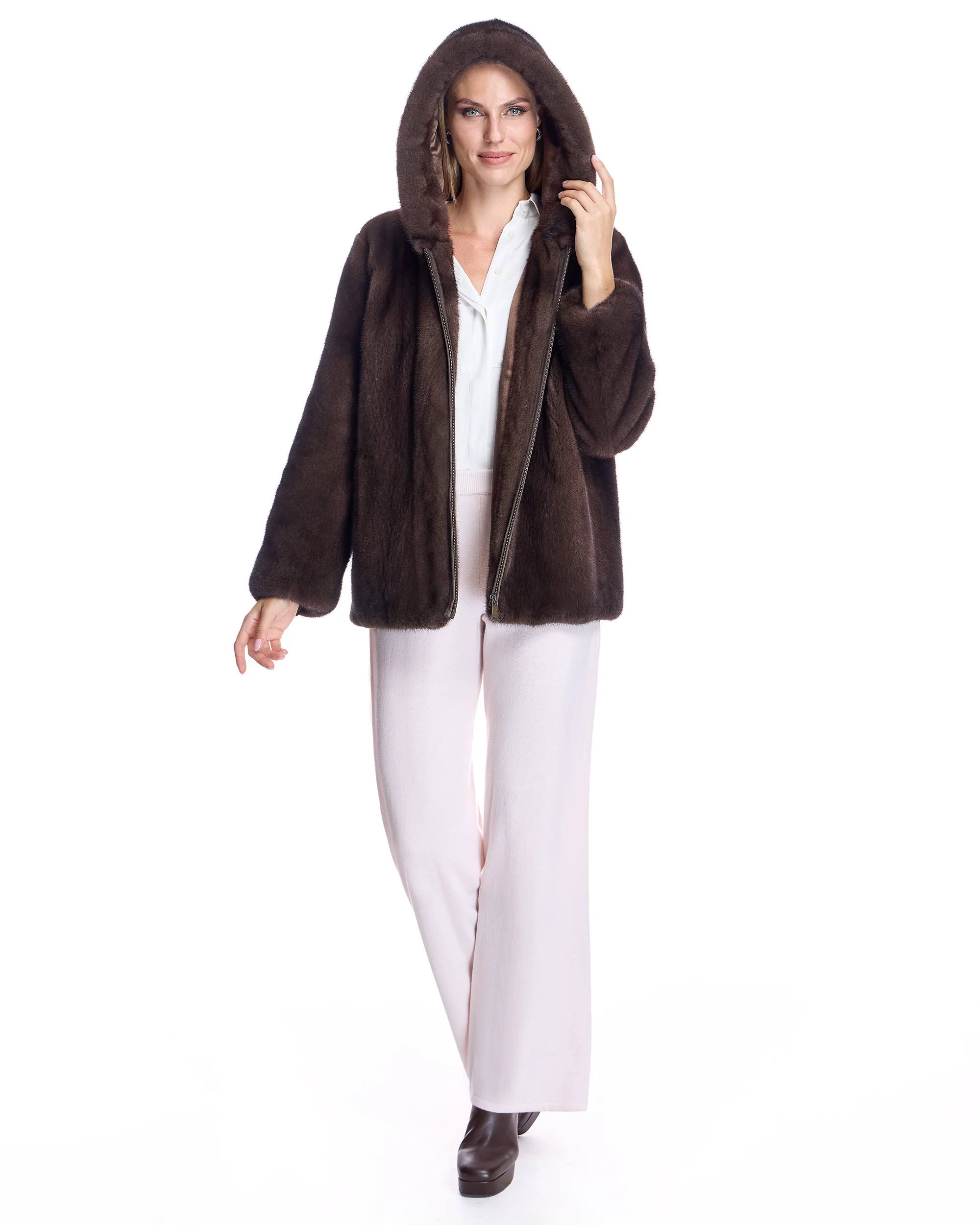 Hooded Mink Jacket - Image 3