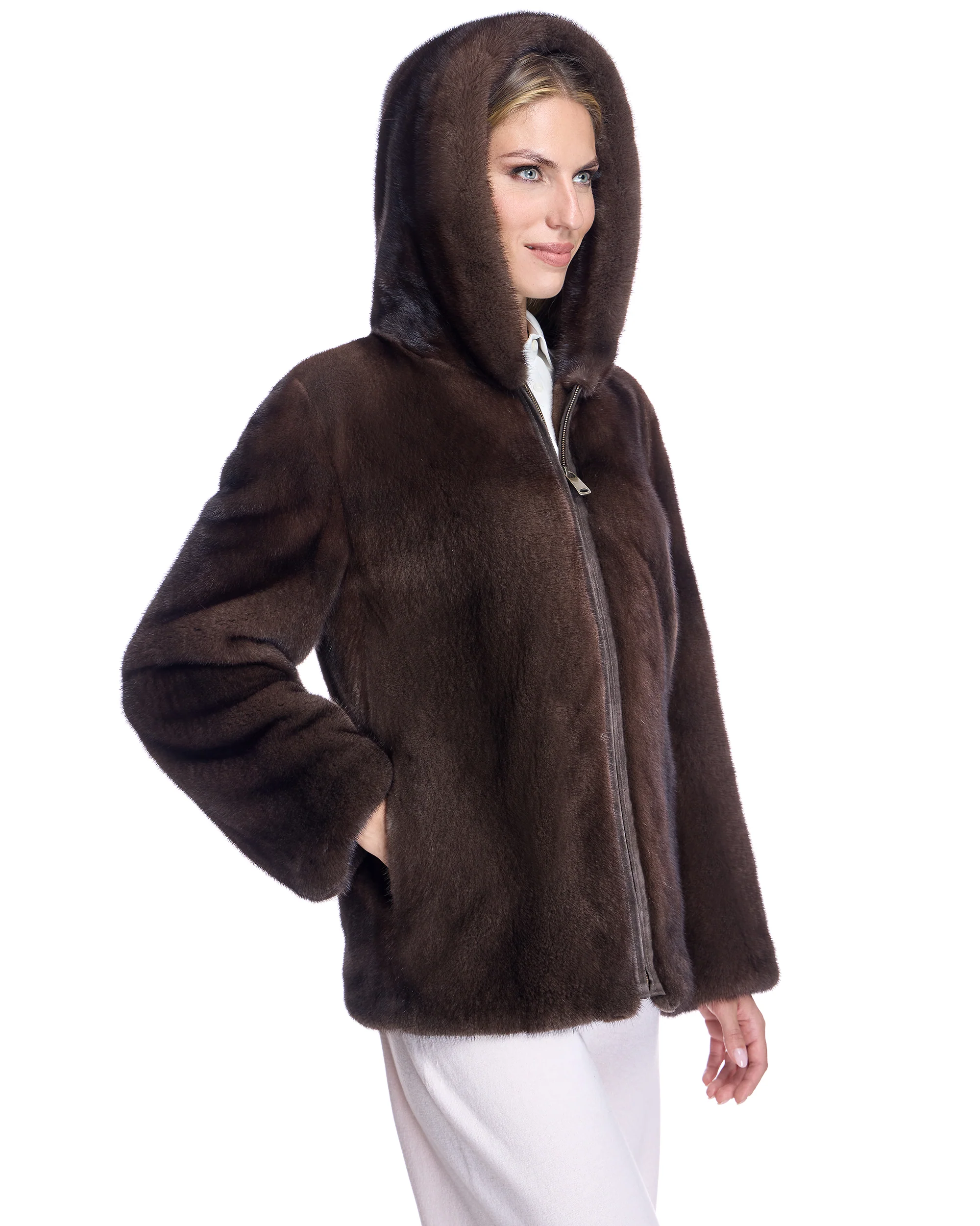 Hooded Mink Jacket - Image 6