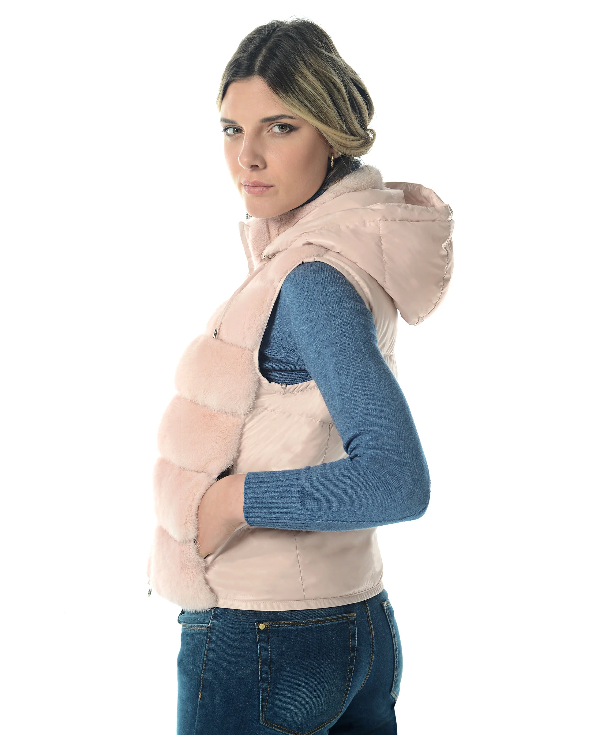 Hooded Mink Vest - Image 4