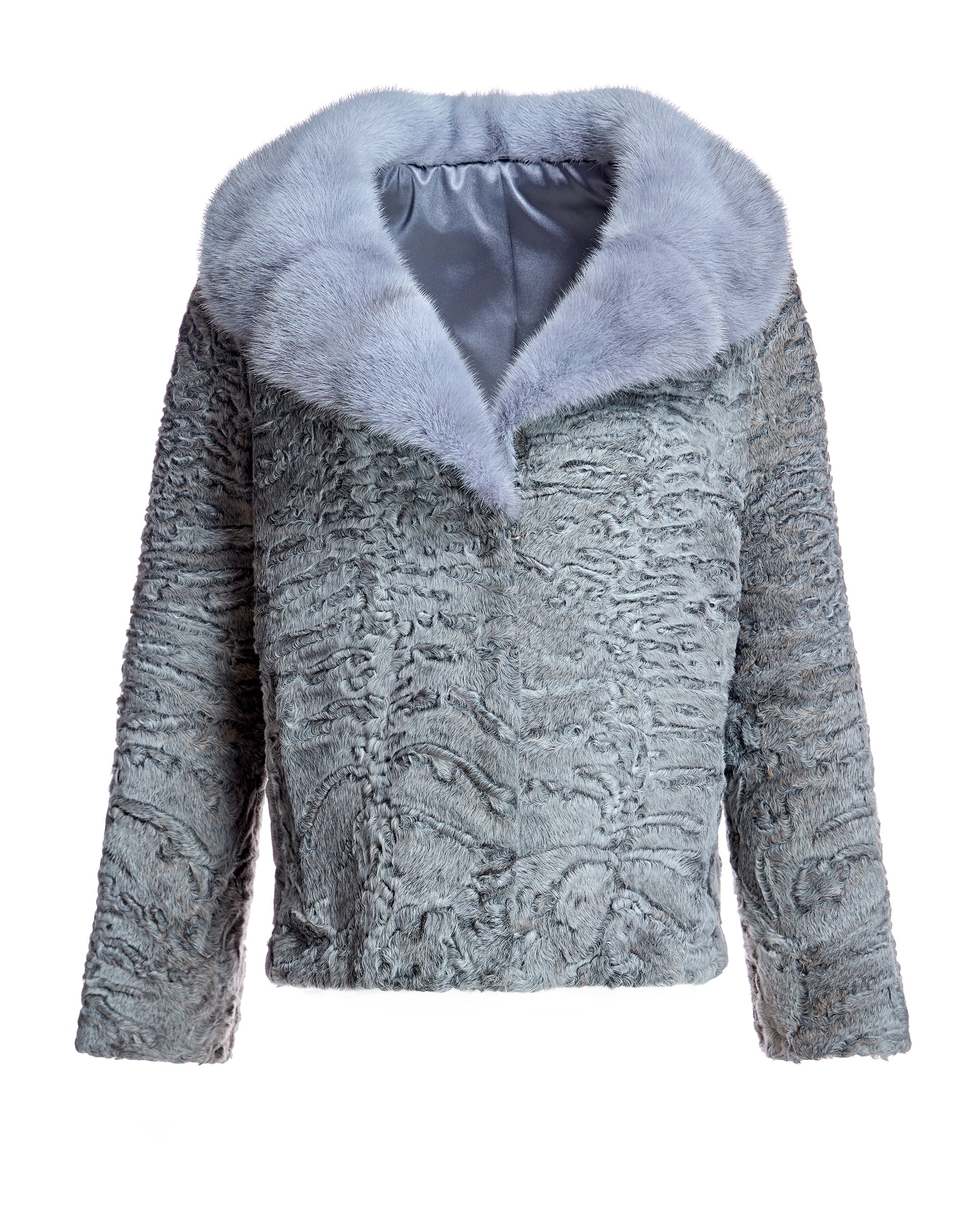 Swakara Lamb Jacket with Mink Notch Collar-Maximilian - Image 12
