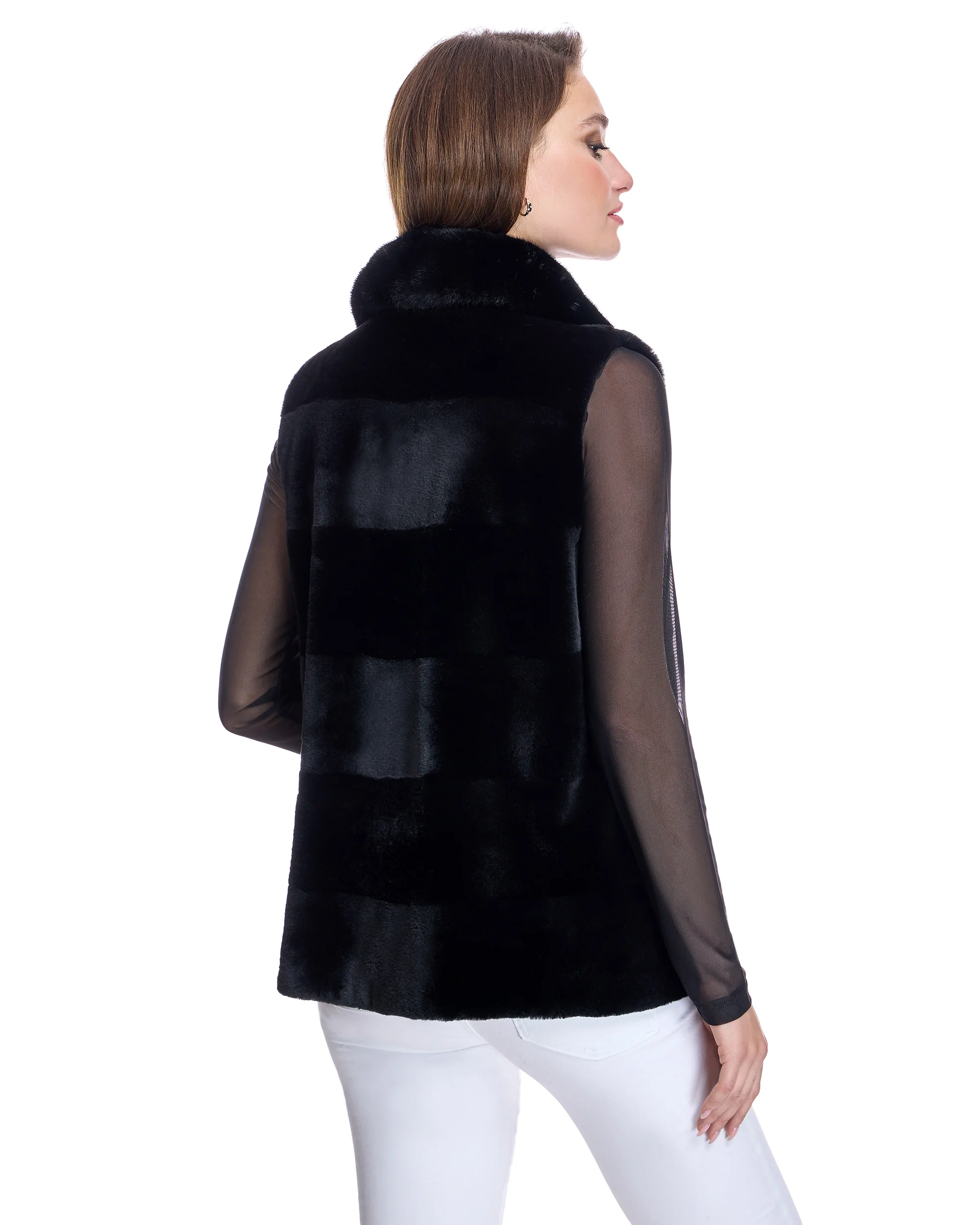 Horizontal Sheared Mink Vest - Image 3