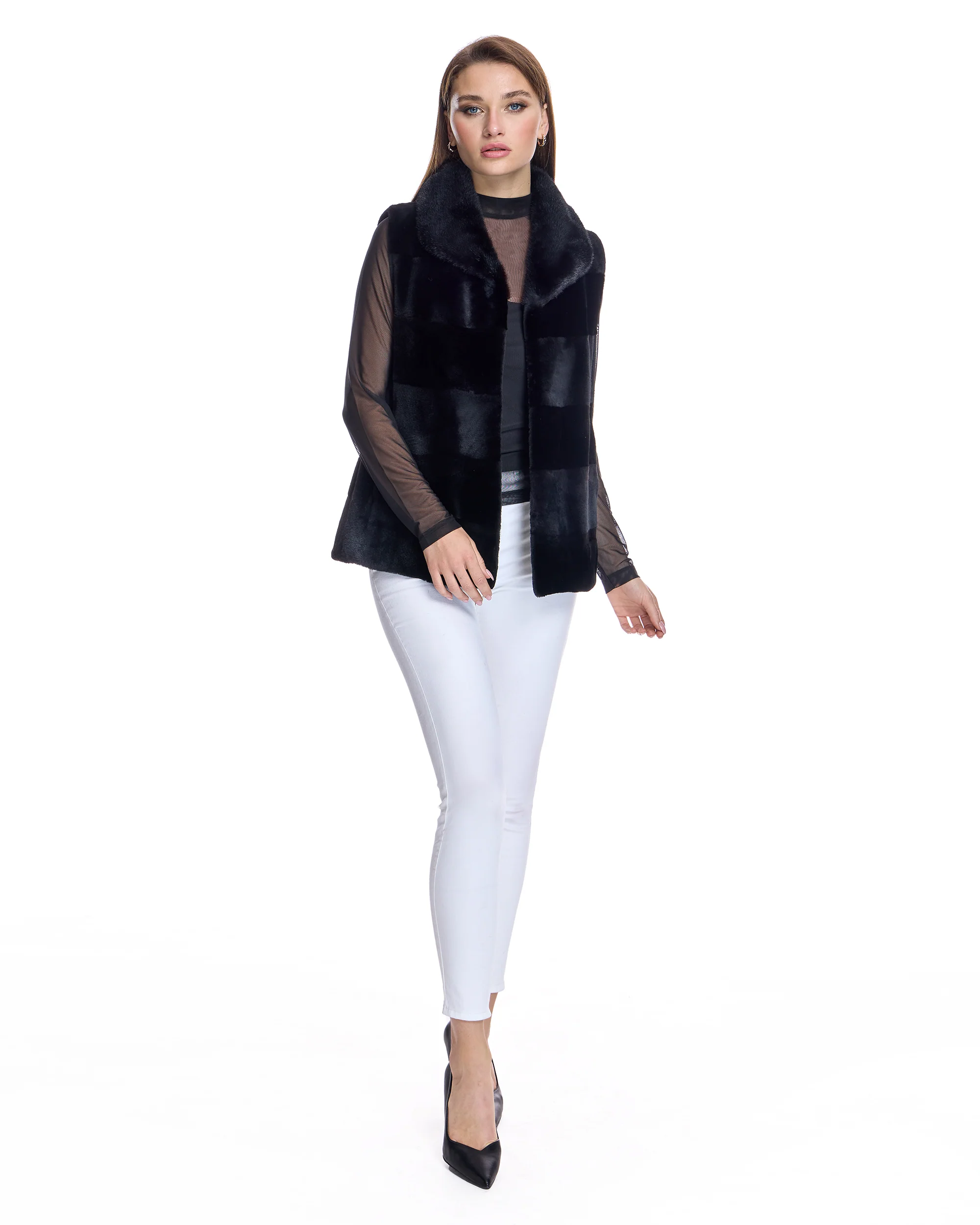 Horizontal Sheared Mink Vest - Image 4