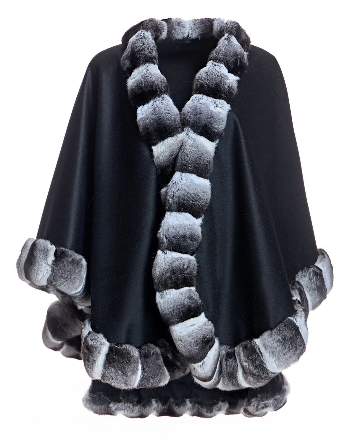 Cashmere Cape with Chinchilla Trim - Image 4