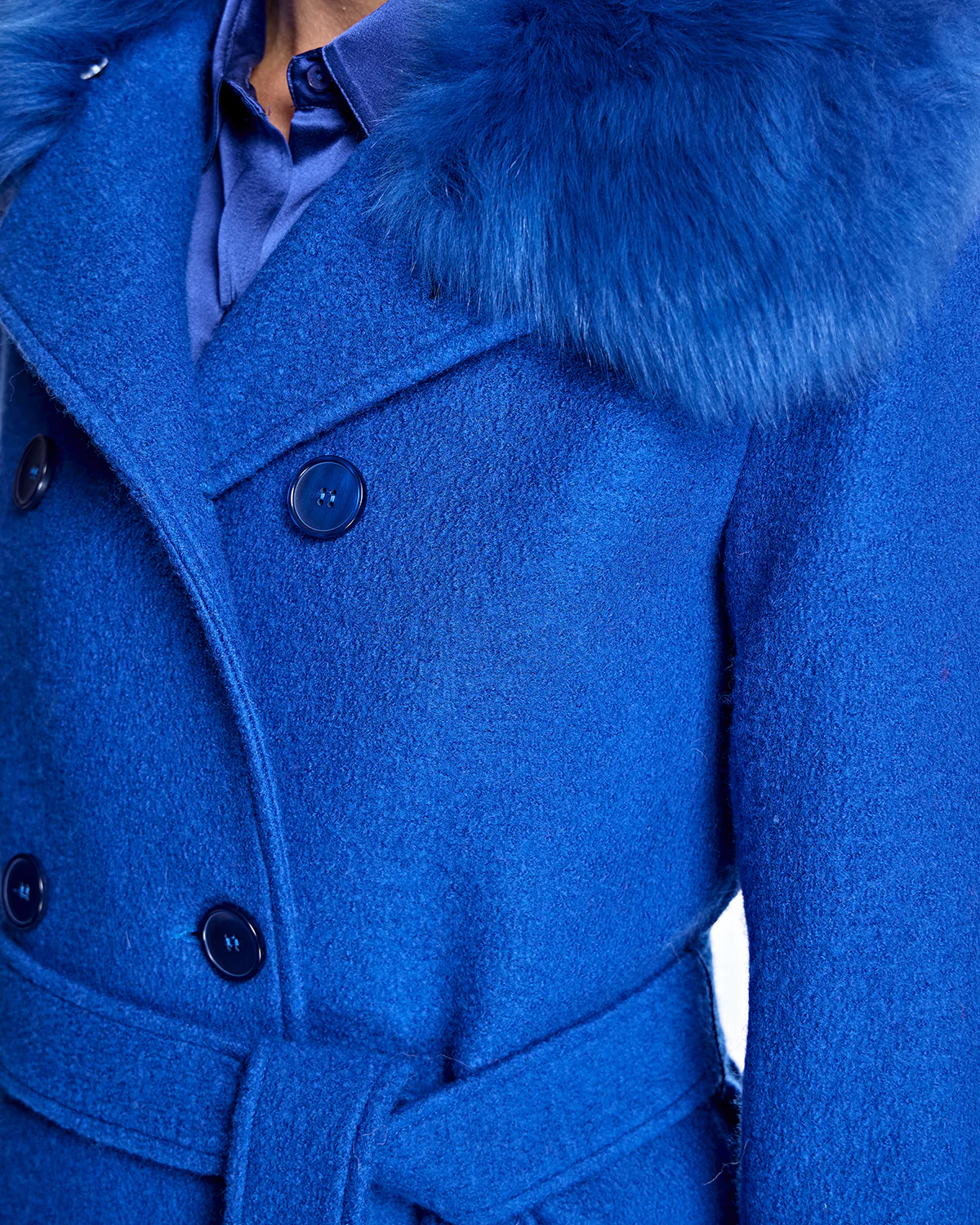 Julia & Stella by Maximilian Fur-Trimmed Wool Coat-Maximilian - Image 3