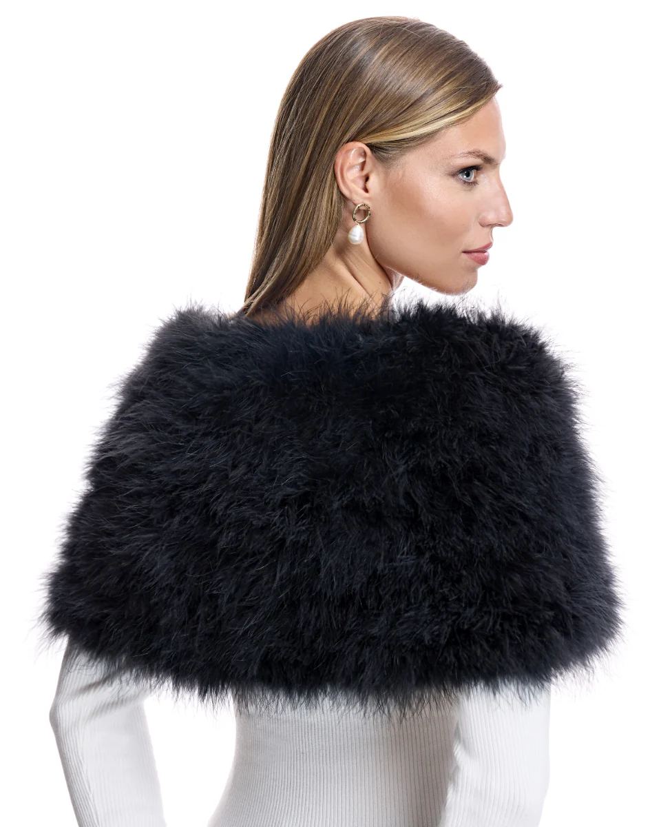 Julia & Stella by Maximilian Turkey Feather Stole with Ties-Maximilian - Image 5
