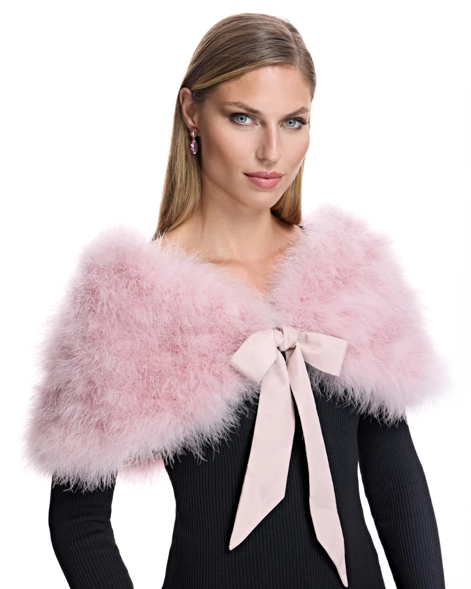 Julia & Stella by Maximilian Turkey Feather Stole with Ties-Maximilian - Image 6