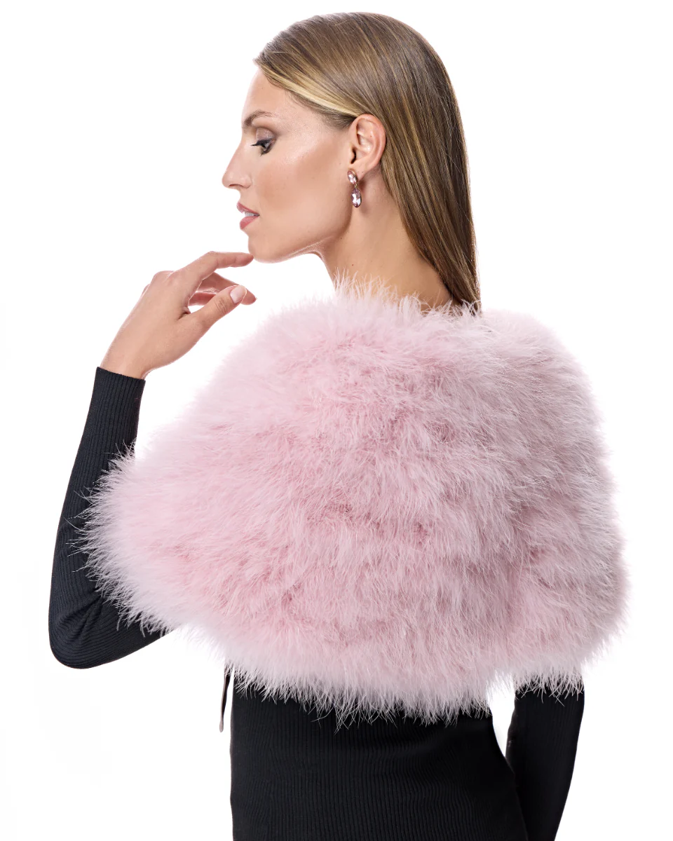 Julia & Stella by Maximilian Turkey Feather Stole with Ties-Maximilian - Image 7