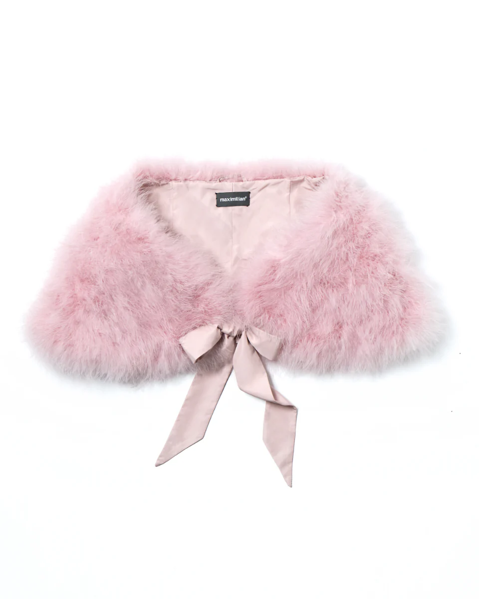 Julia & Stella by Maximilian Turkey Feather Stole with Ties-Maximilian - Image 8