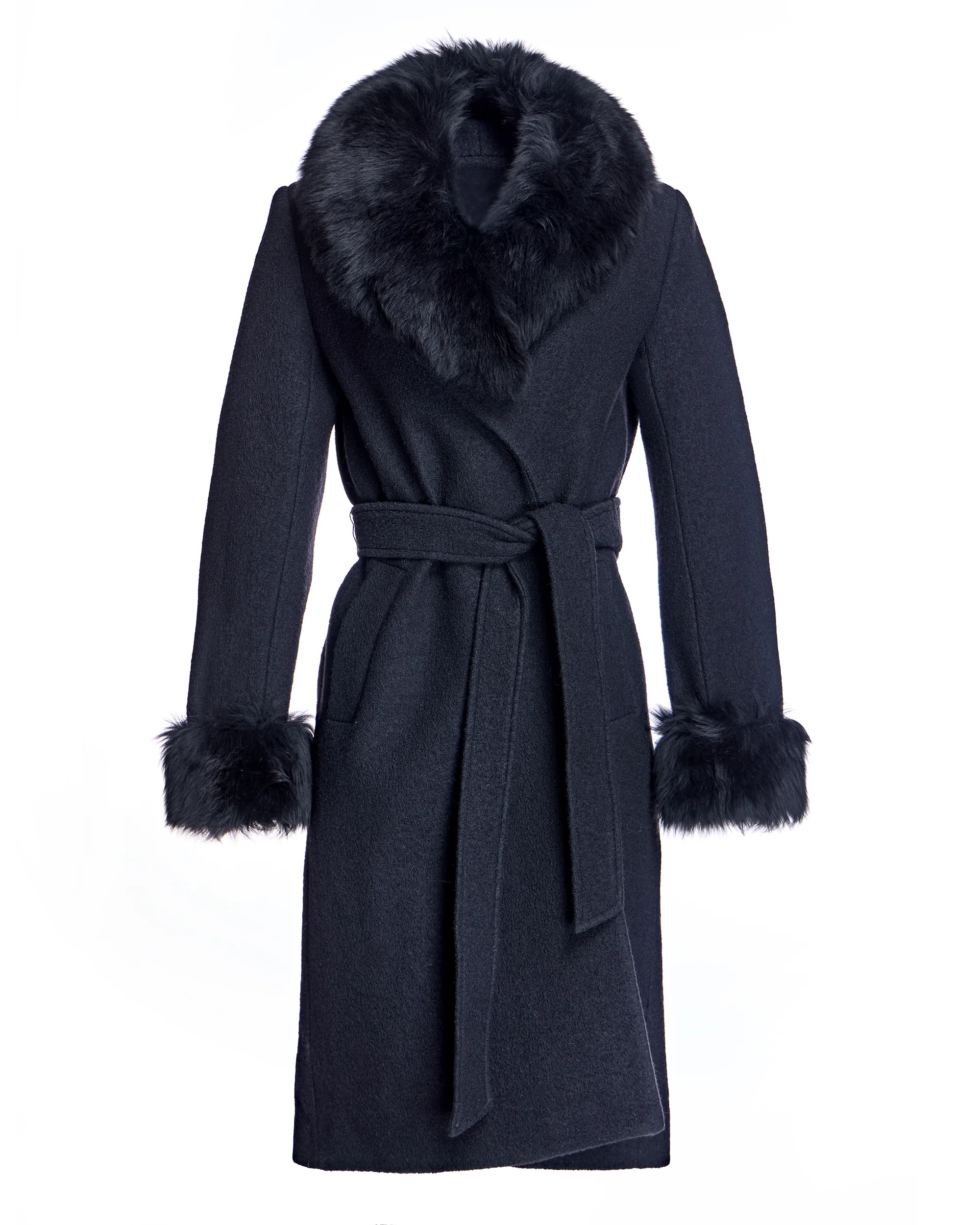 Julia & Stella by Maximilian Wool Coat With Toscana Lamb Trim-Maximilian - Image 3