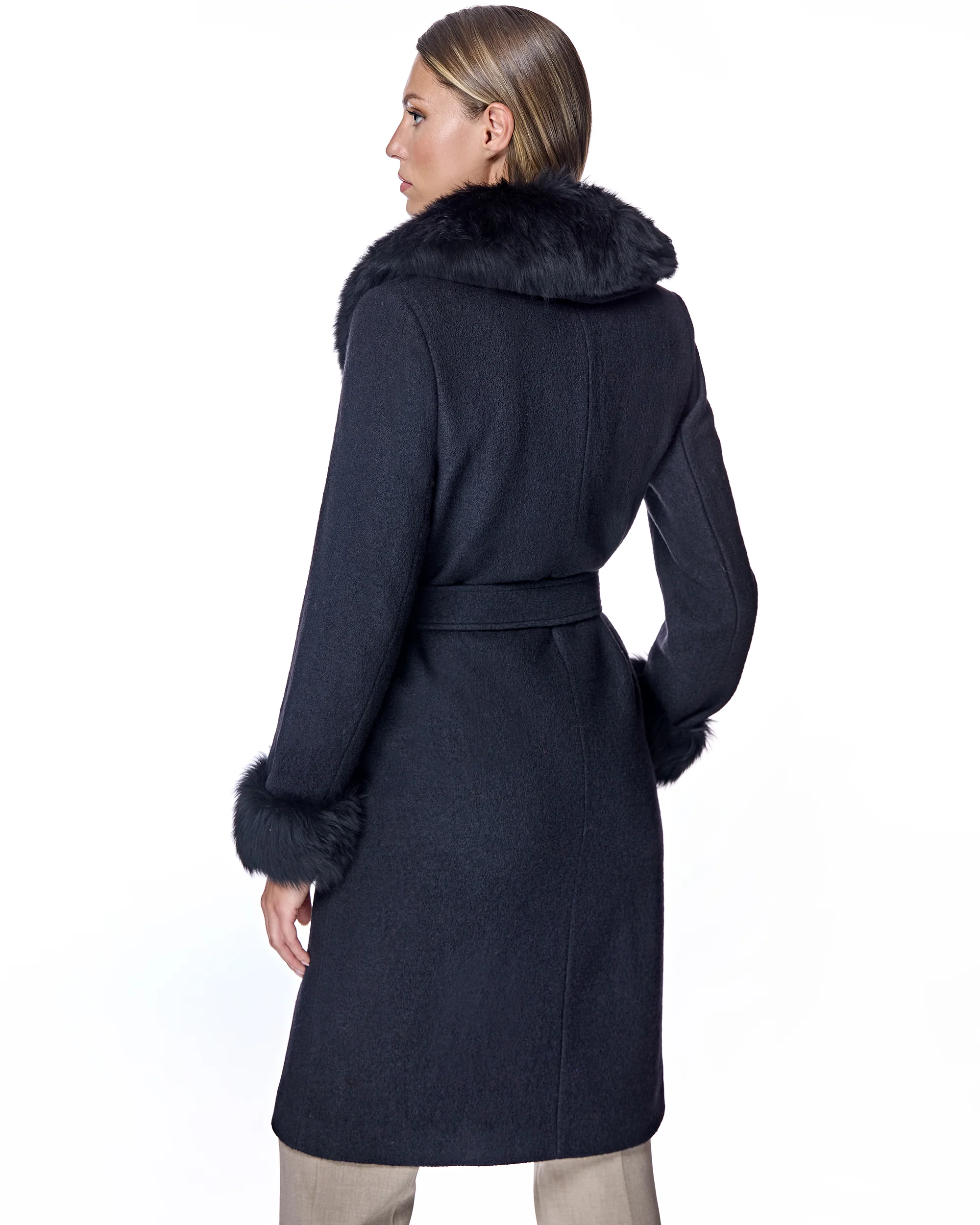 Julia & Stella by Maximilian Wool Coat With Toscana Lamb Trim-Maximilian - Image 4