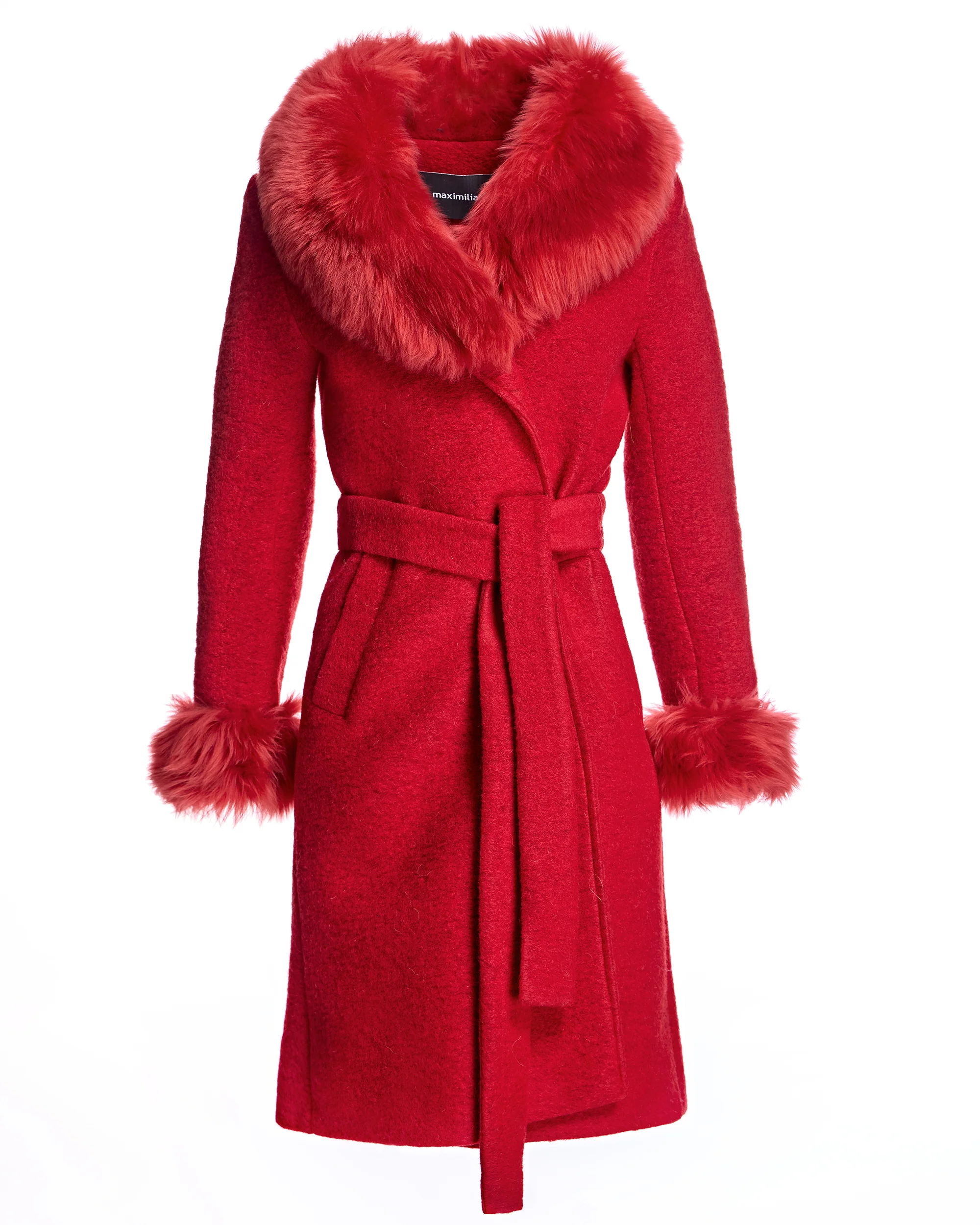 Julia & Stella by Maximilian Wool Coat With Toscana Lamb Trim-Maximilian - Image 5