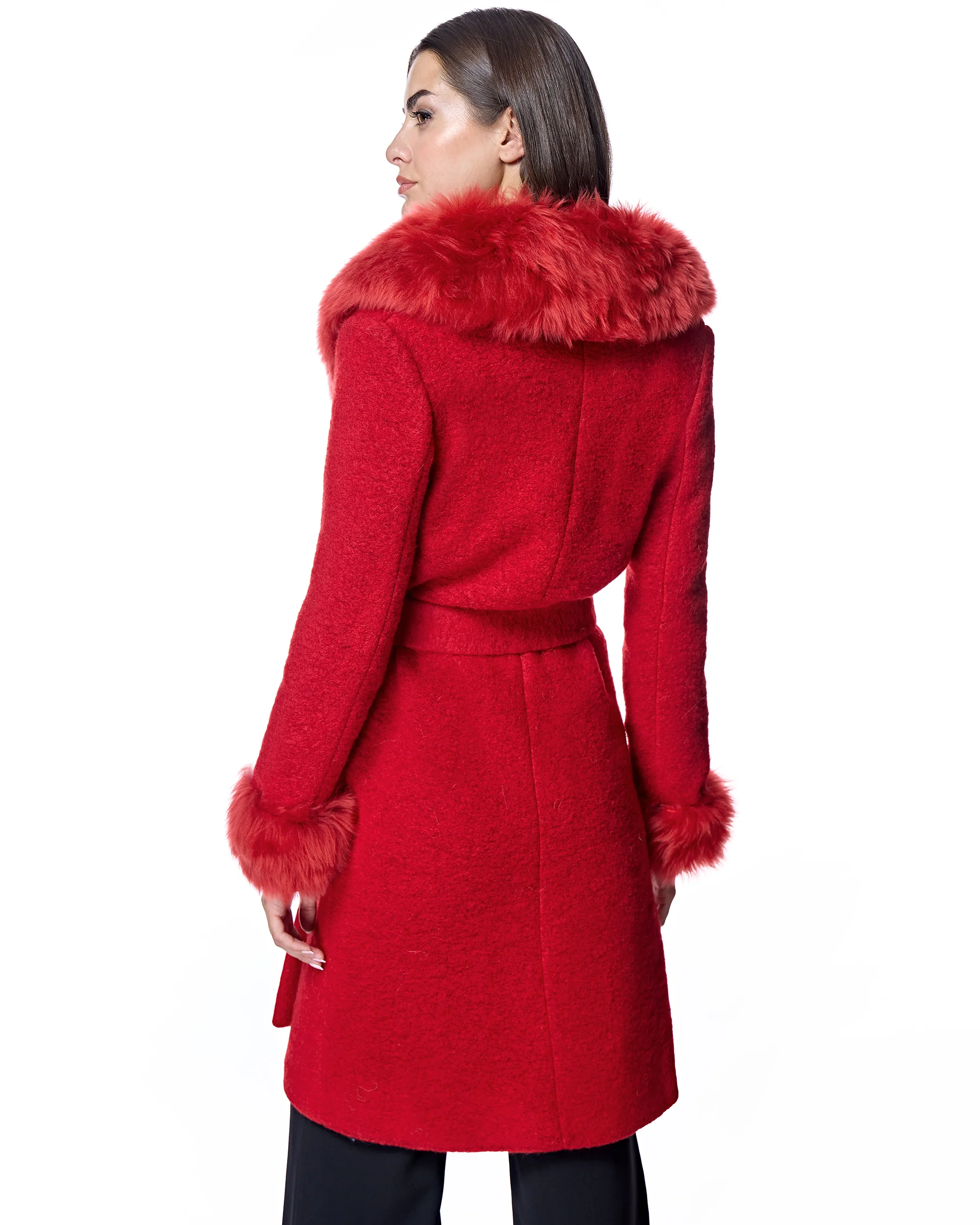 Julia & Stella by Maximilian Wool Coat With Toscana Lamb Trim-Maximilian - Image 6