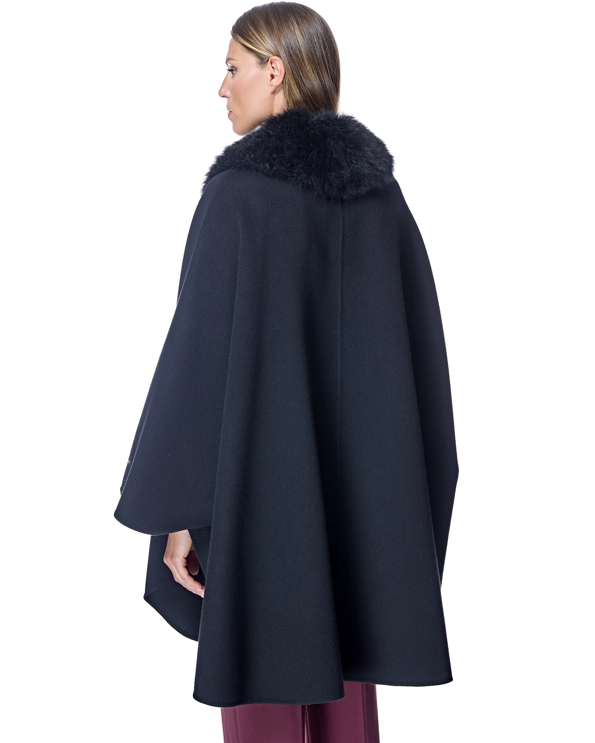Loro Piana Cashmere Blend Cape with Cashmere Goat Collar-Maximilian - Image 3