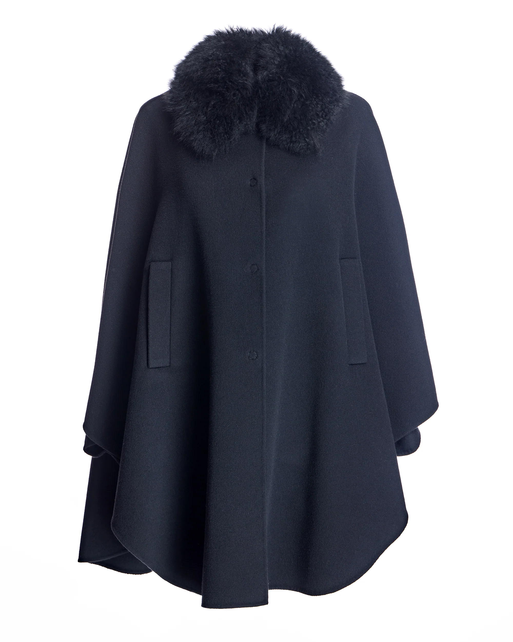 Loro Piana Cashmere Blend Cape with Cashmere Goat Collar-Maximilian - Image 5