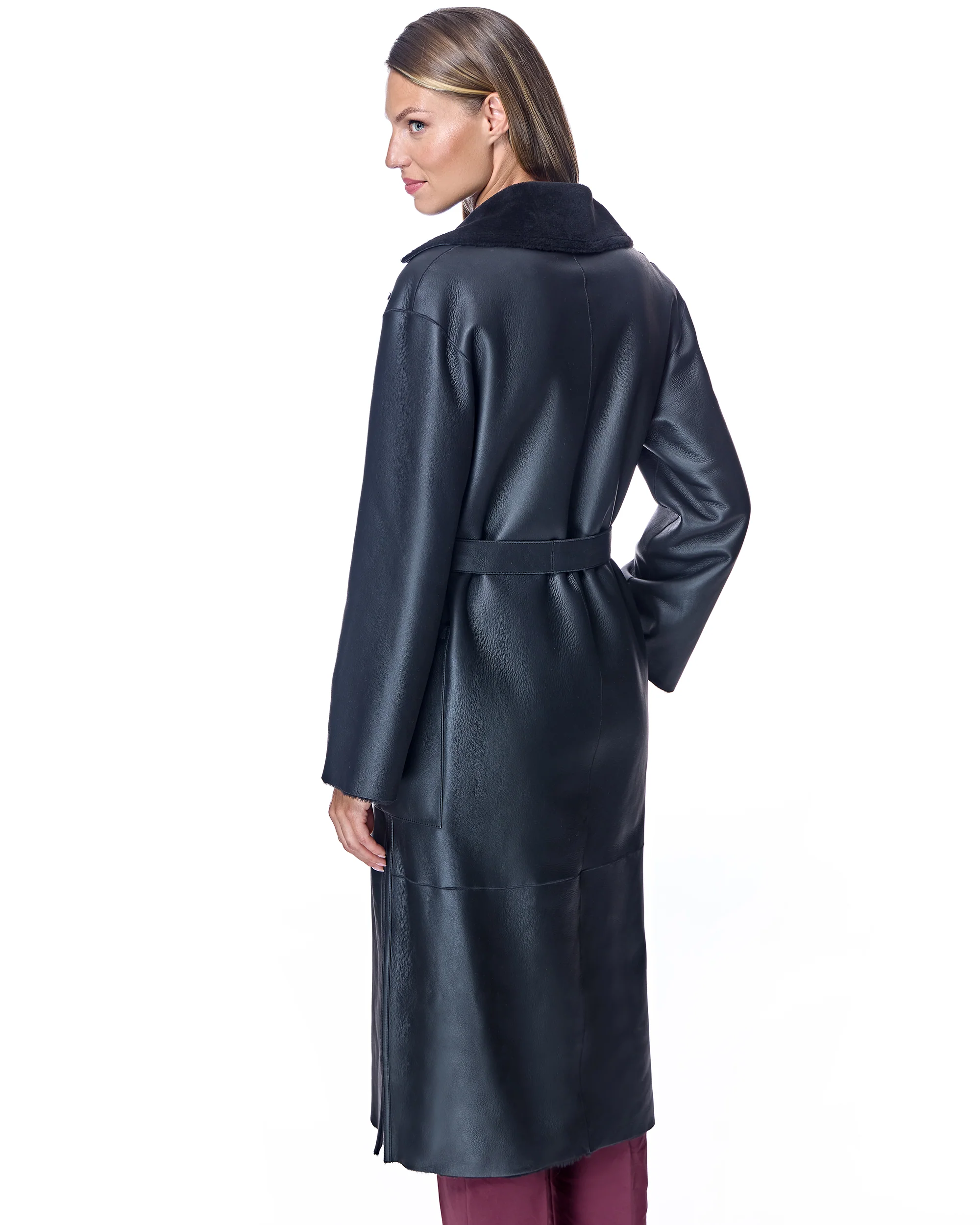 Belted Shearling Lamb Coat - Image 5