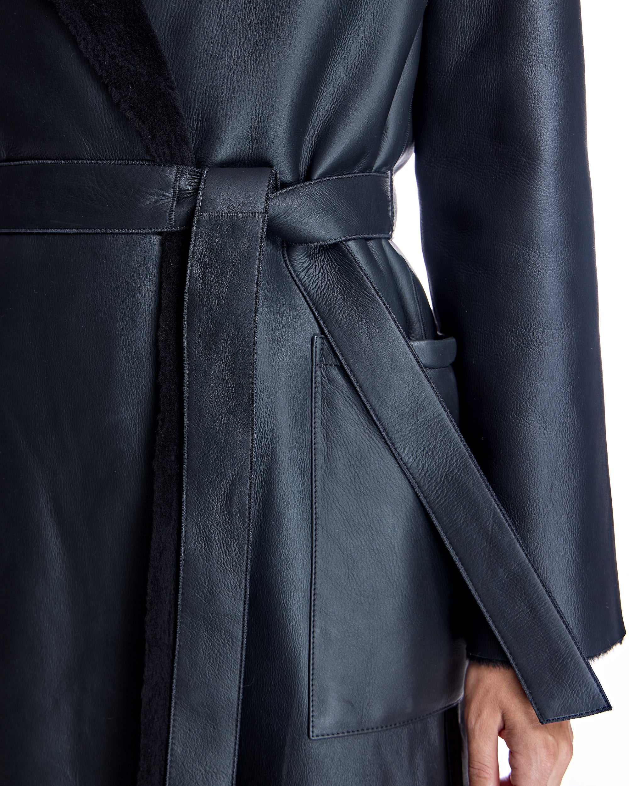 Belted Shearling Lamb Coat - Image 6