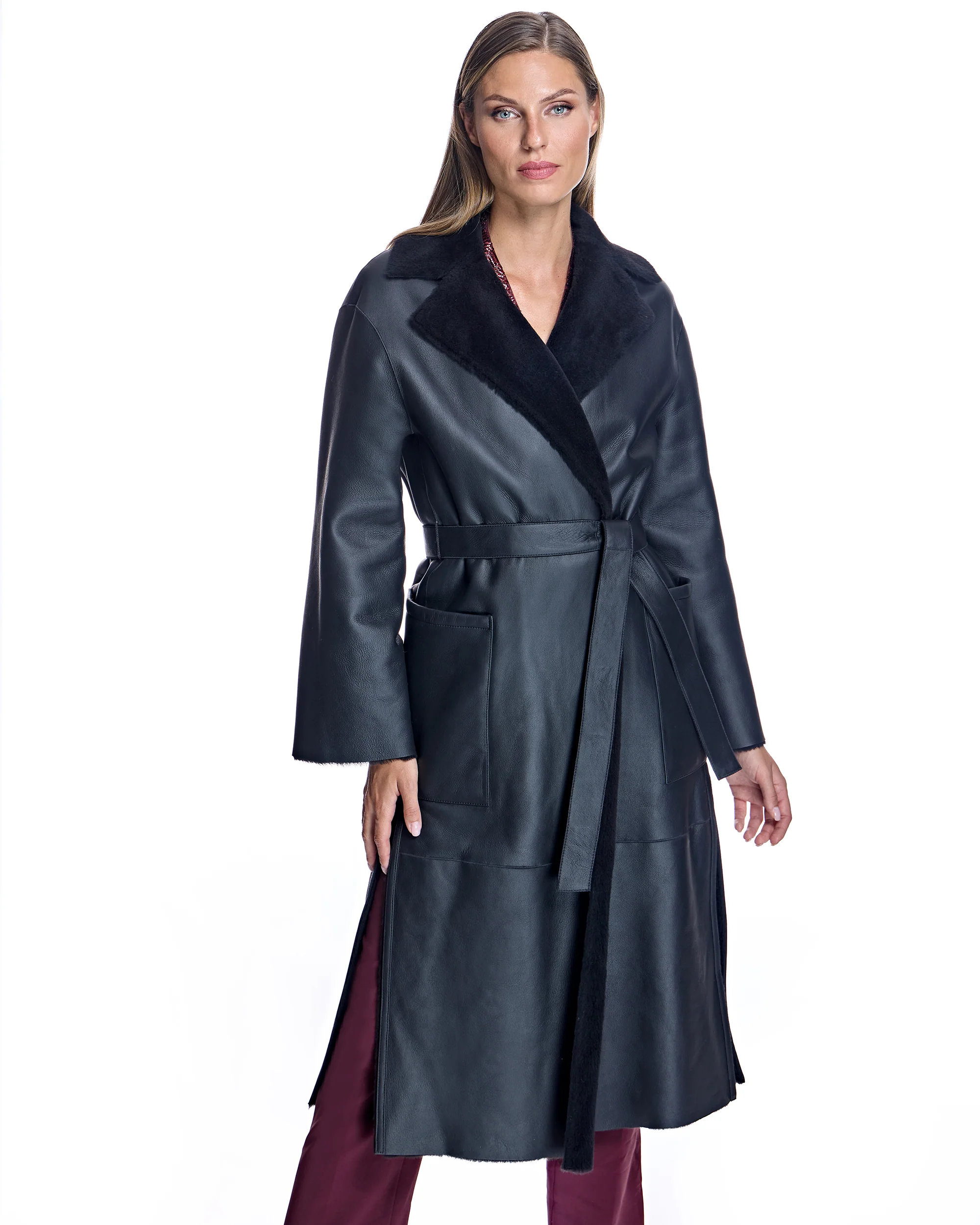 Belted Shearling Lamb Coat - Image 8