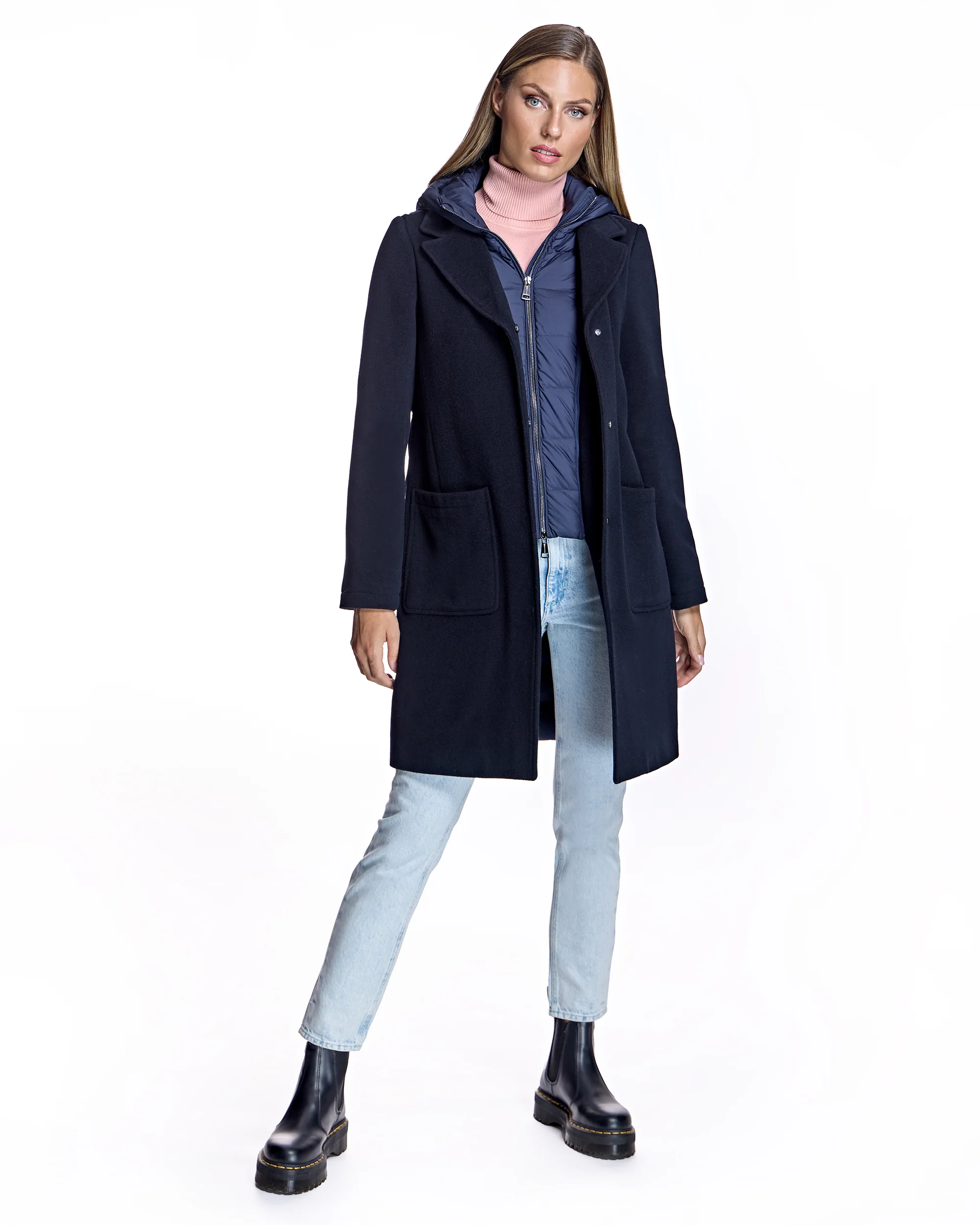 Cashmere Blend and Puffer Hooded Coat - Image 4