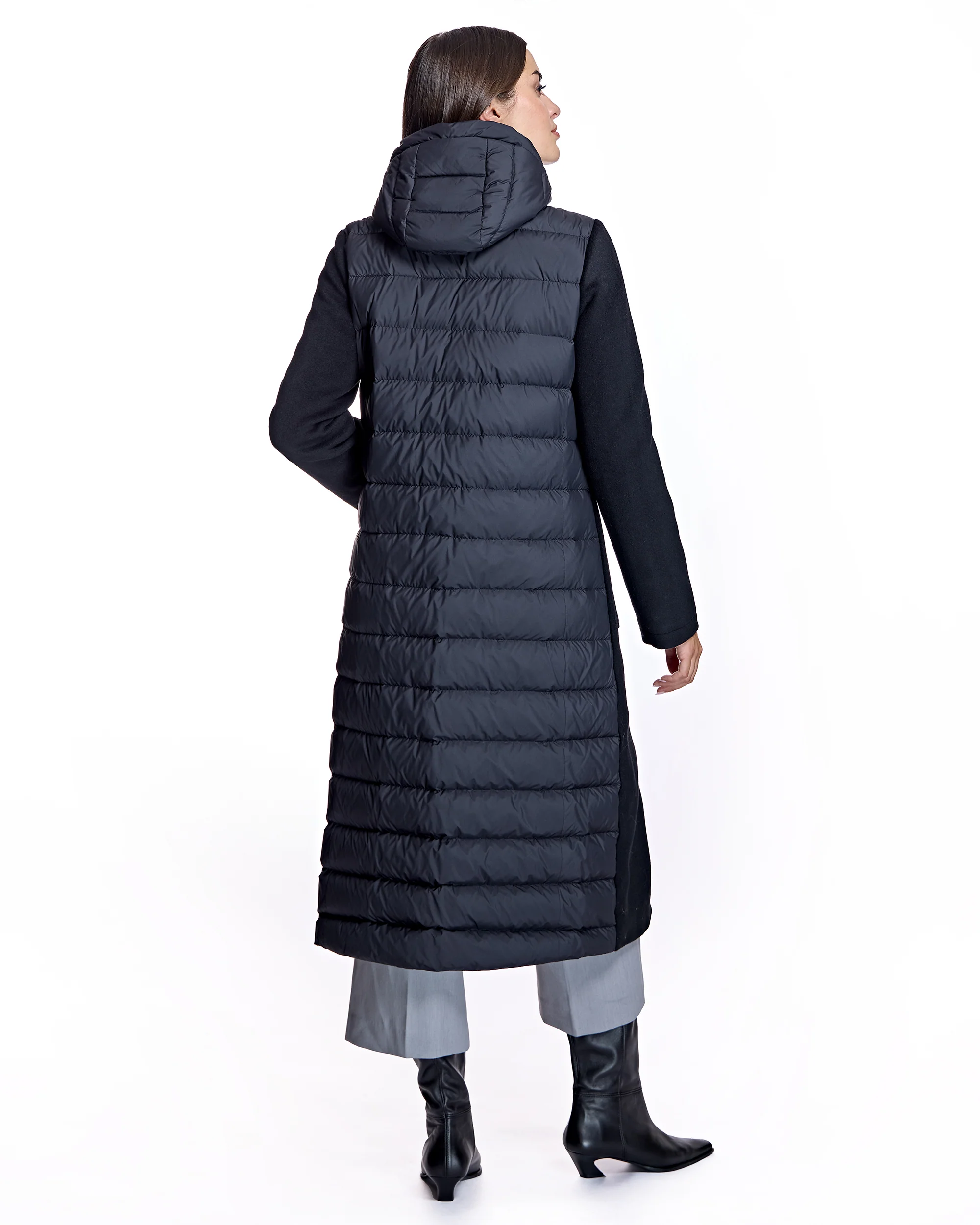 Cashmere Blend and Puffer Hooded Coat - Image 3
