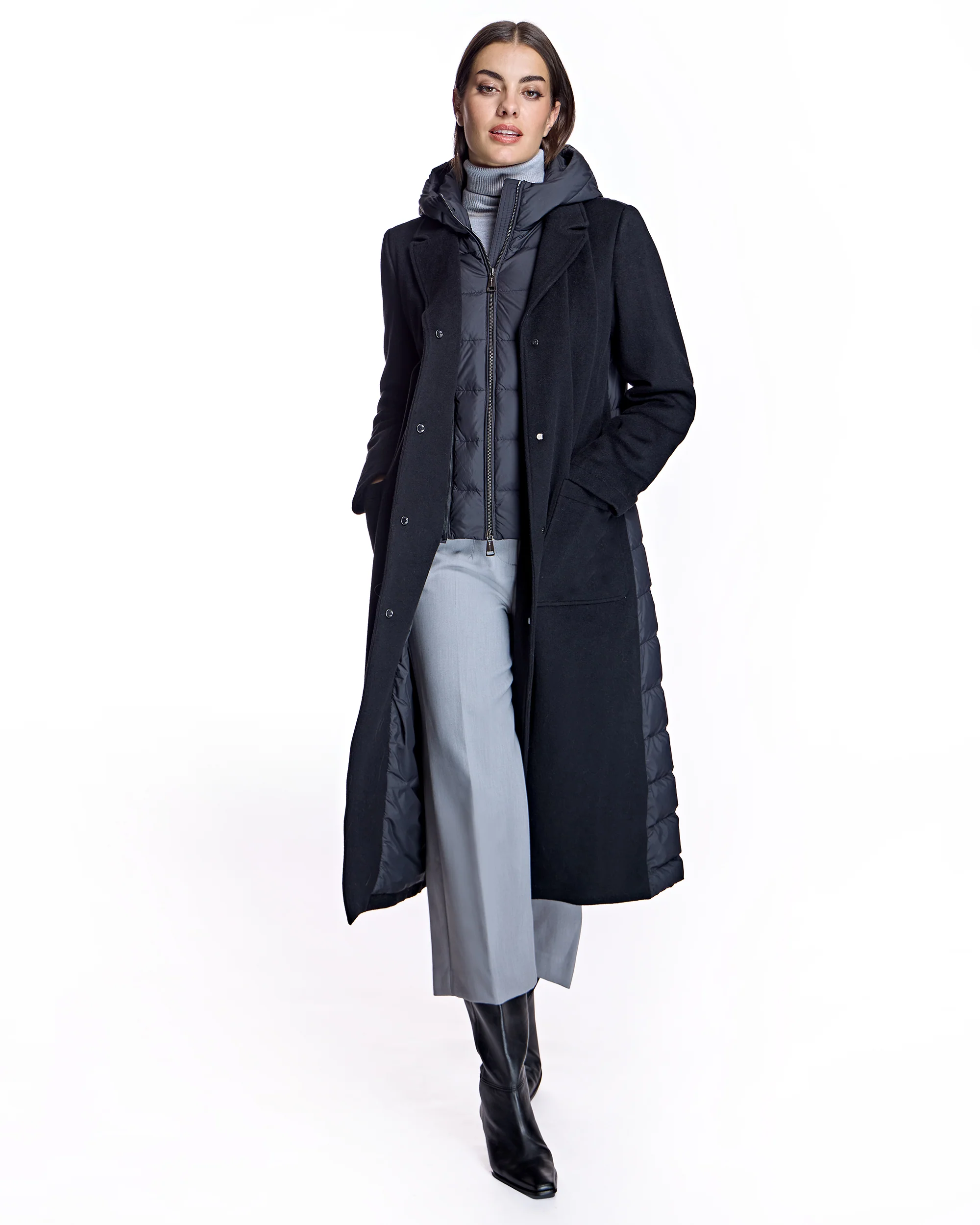 Cashmere Blend and Puffer Hooded Coat - Image 4
