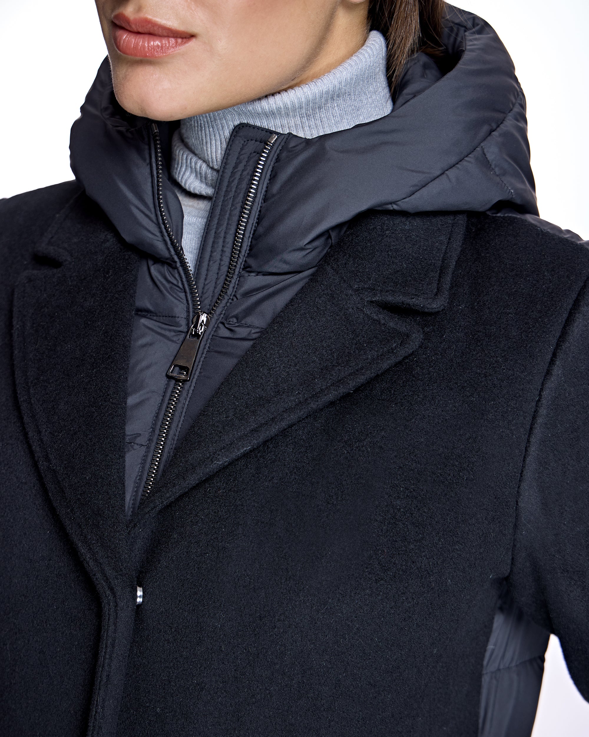 Cashmere Blend and Puffer Hooded Coat - Image 6